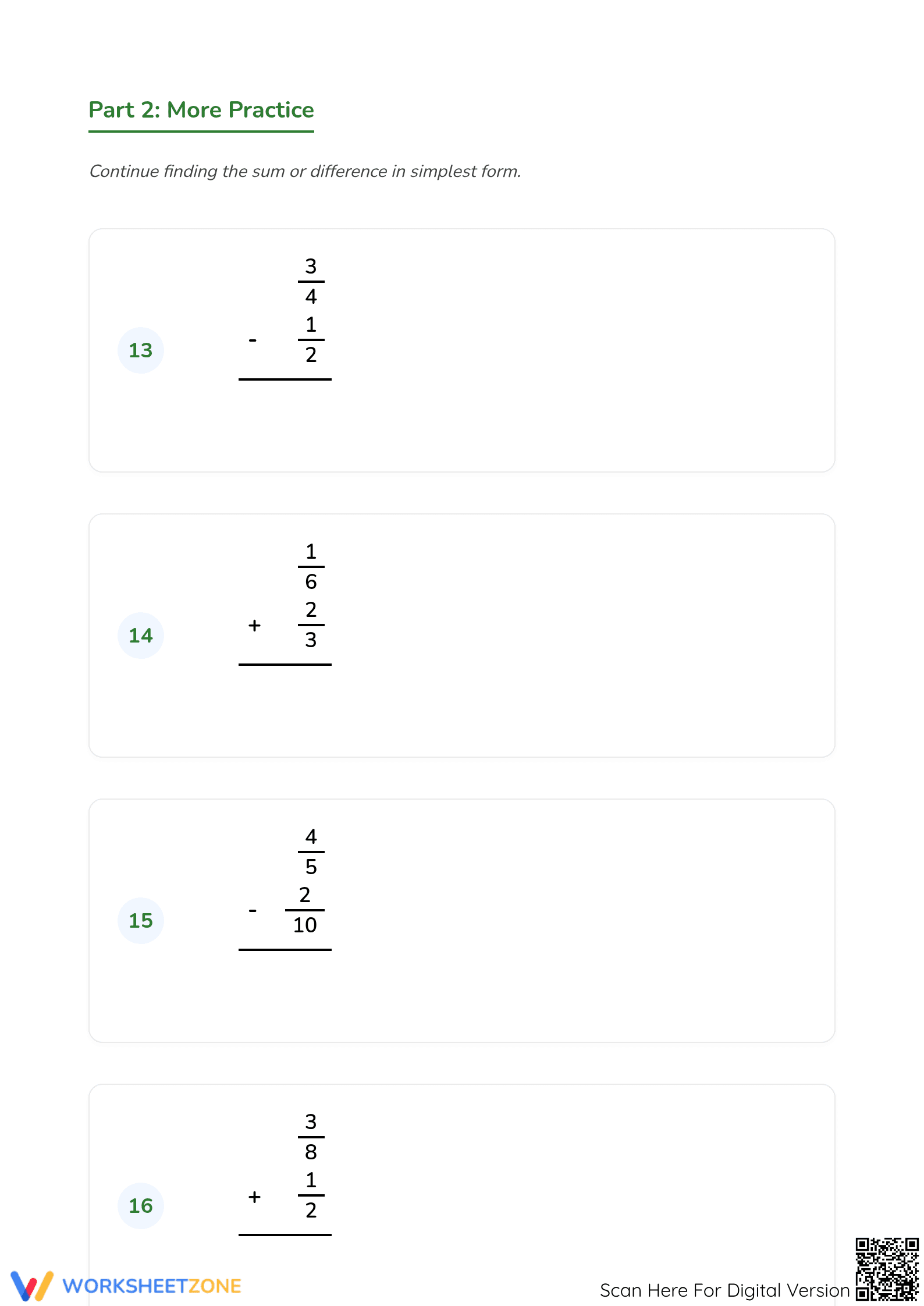 Printable Adding & Subtracting Fractions Worksheet | Grade 5 - Page 5