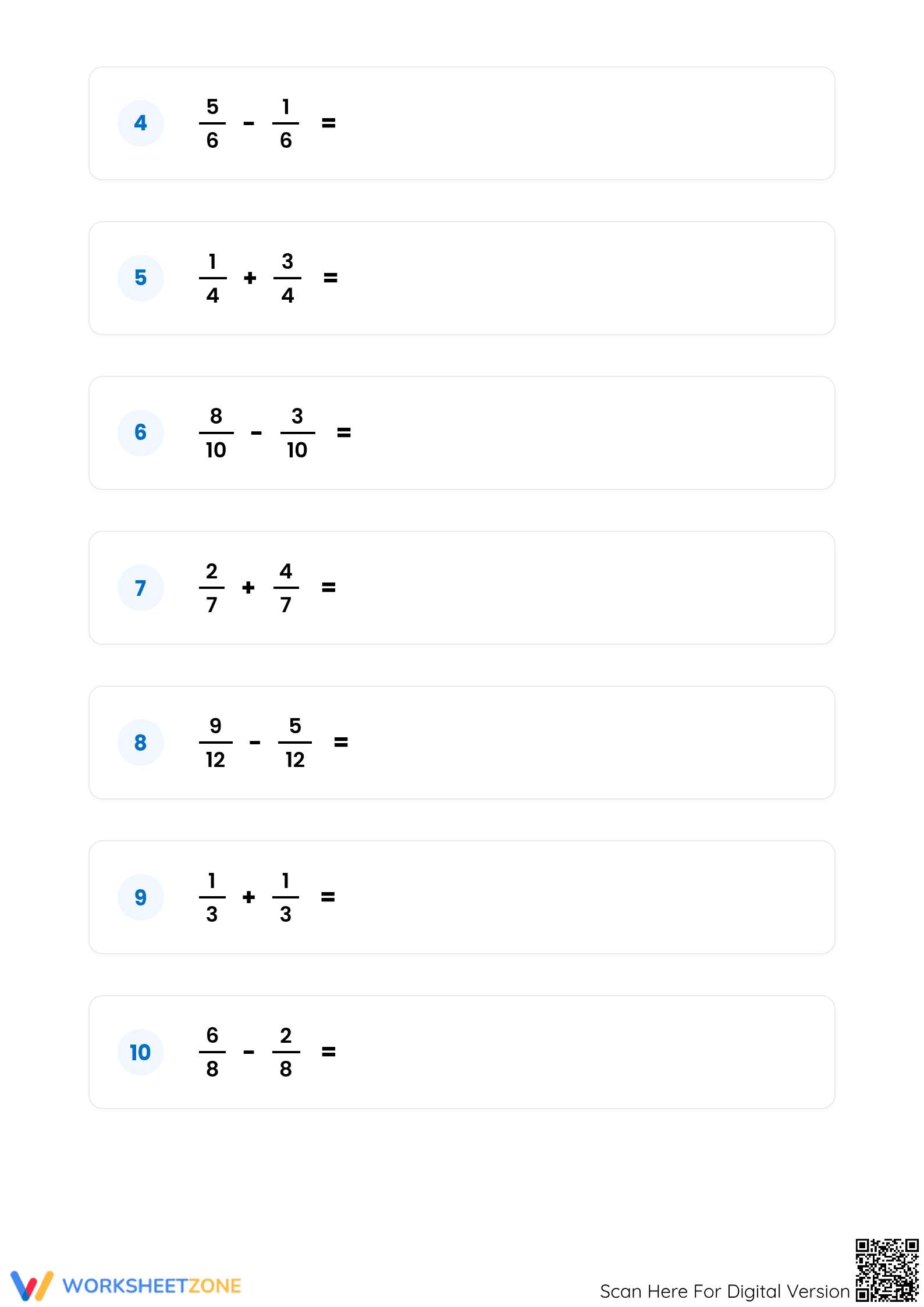 Printable Fractions Worksheet | Grade 5 Math - Page 2