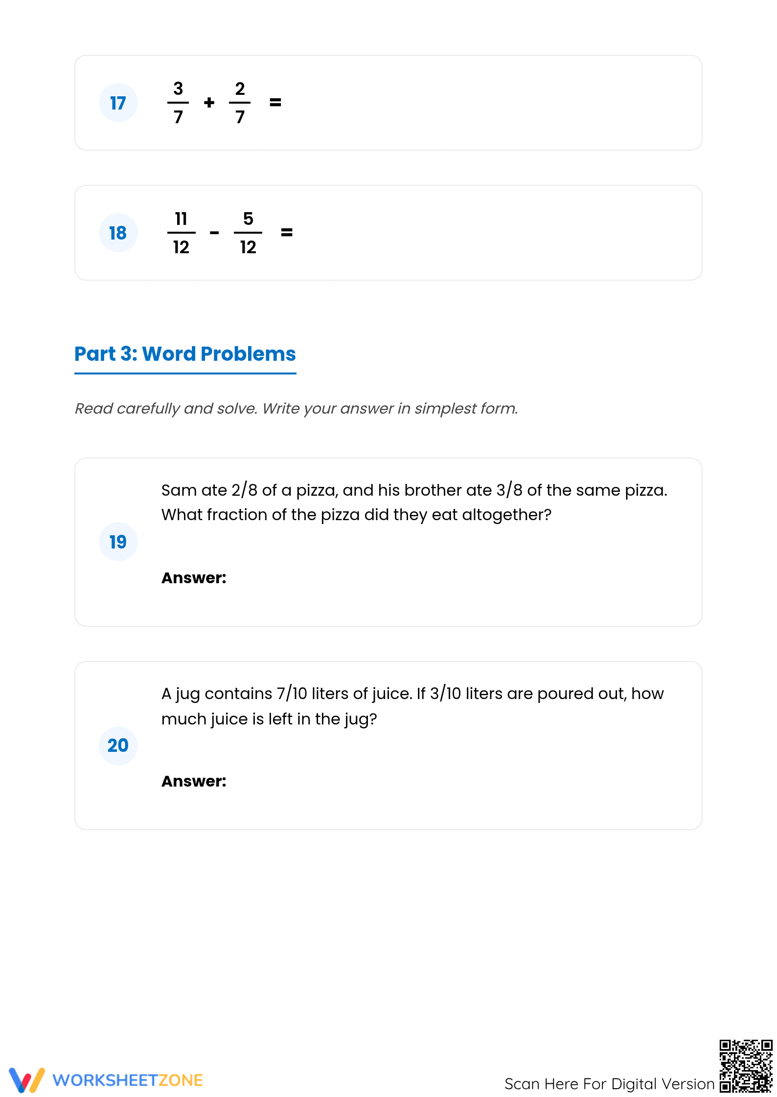 Printable Fractions Worksheet | Grade 5 Math - Page 4