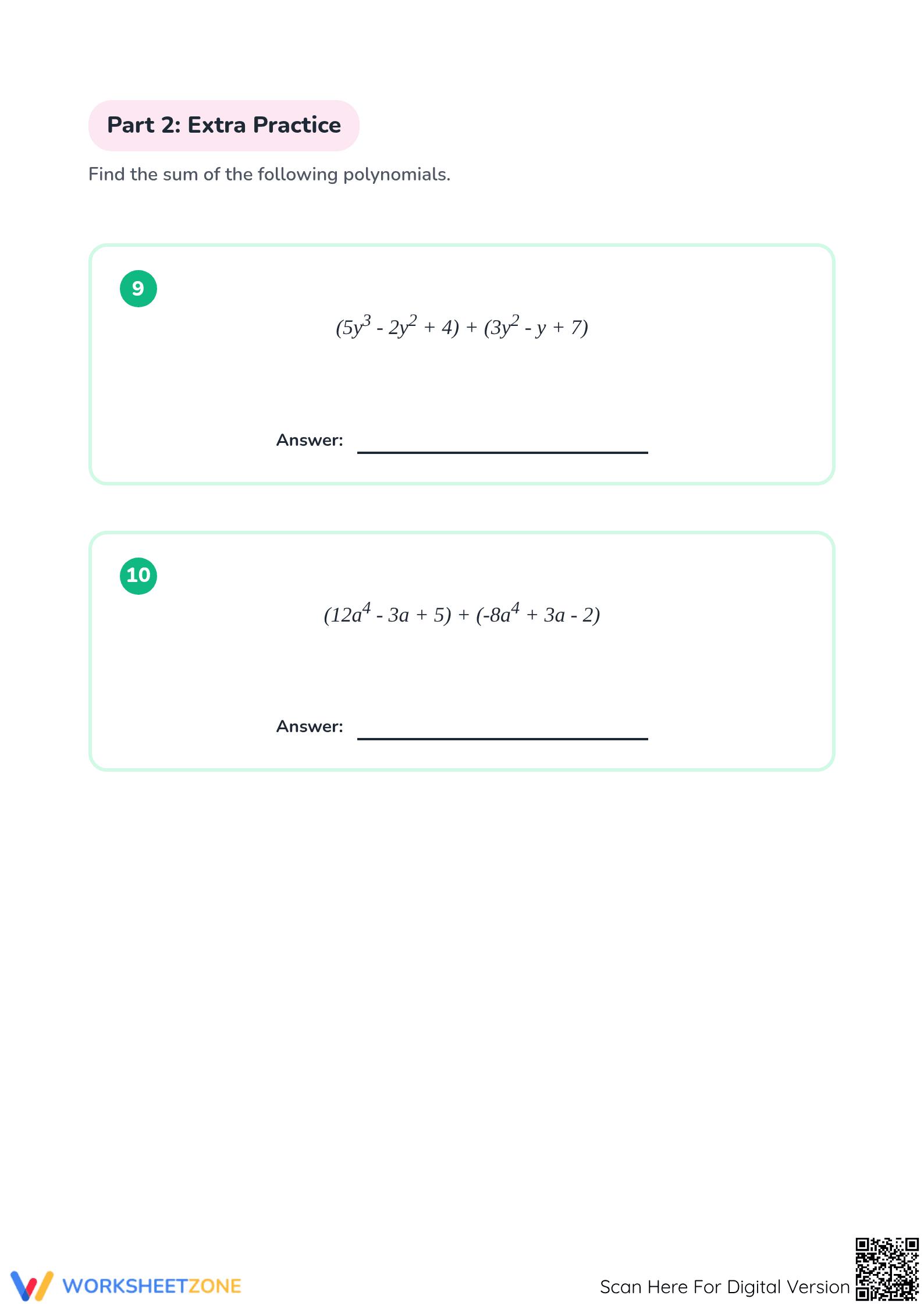 Printable Adding Polynomials Worksheet | Grade 7 Math - Page 4