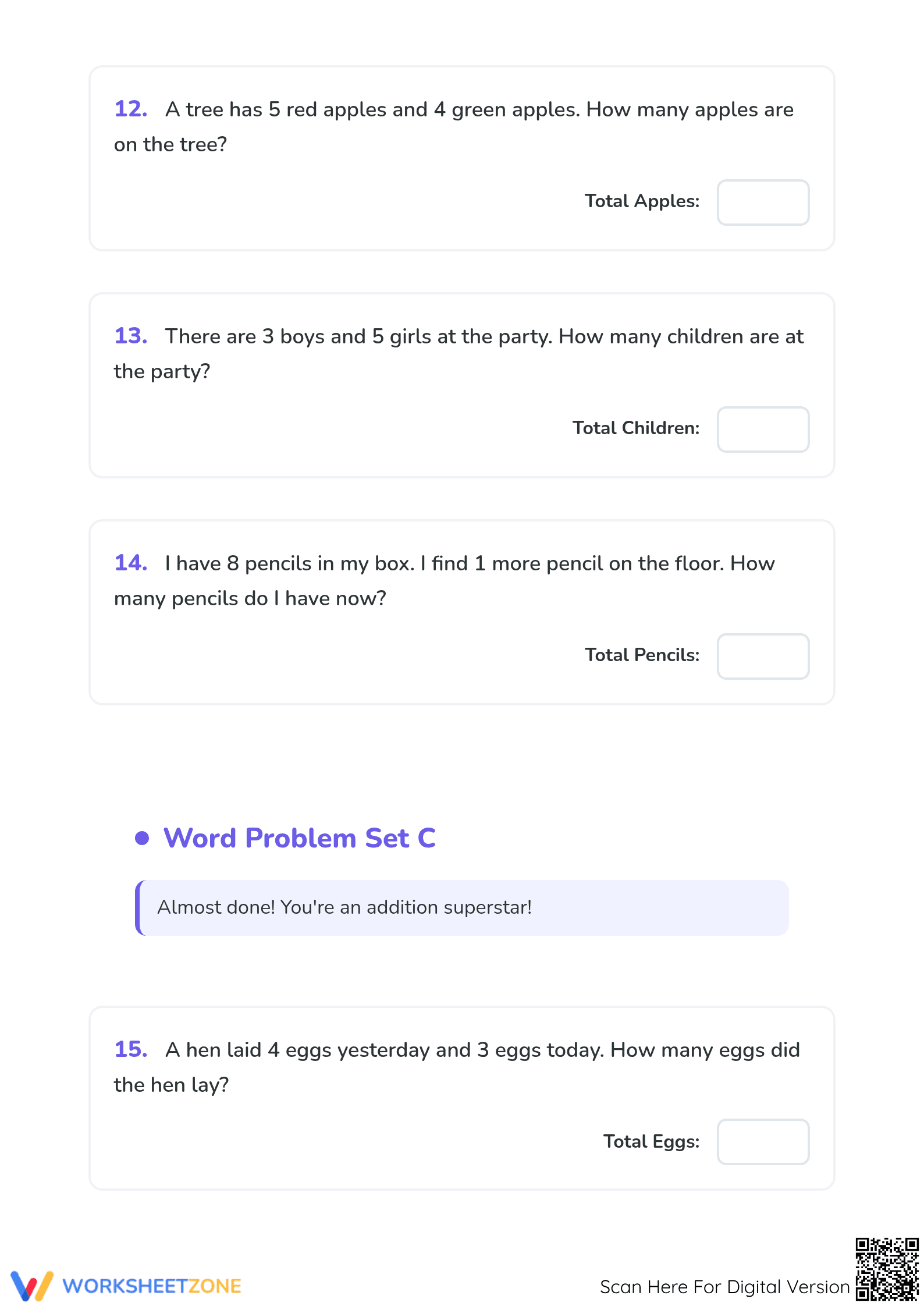 Printable Addition Word Problems | Grade 2 Math - Page 4