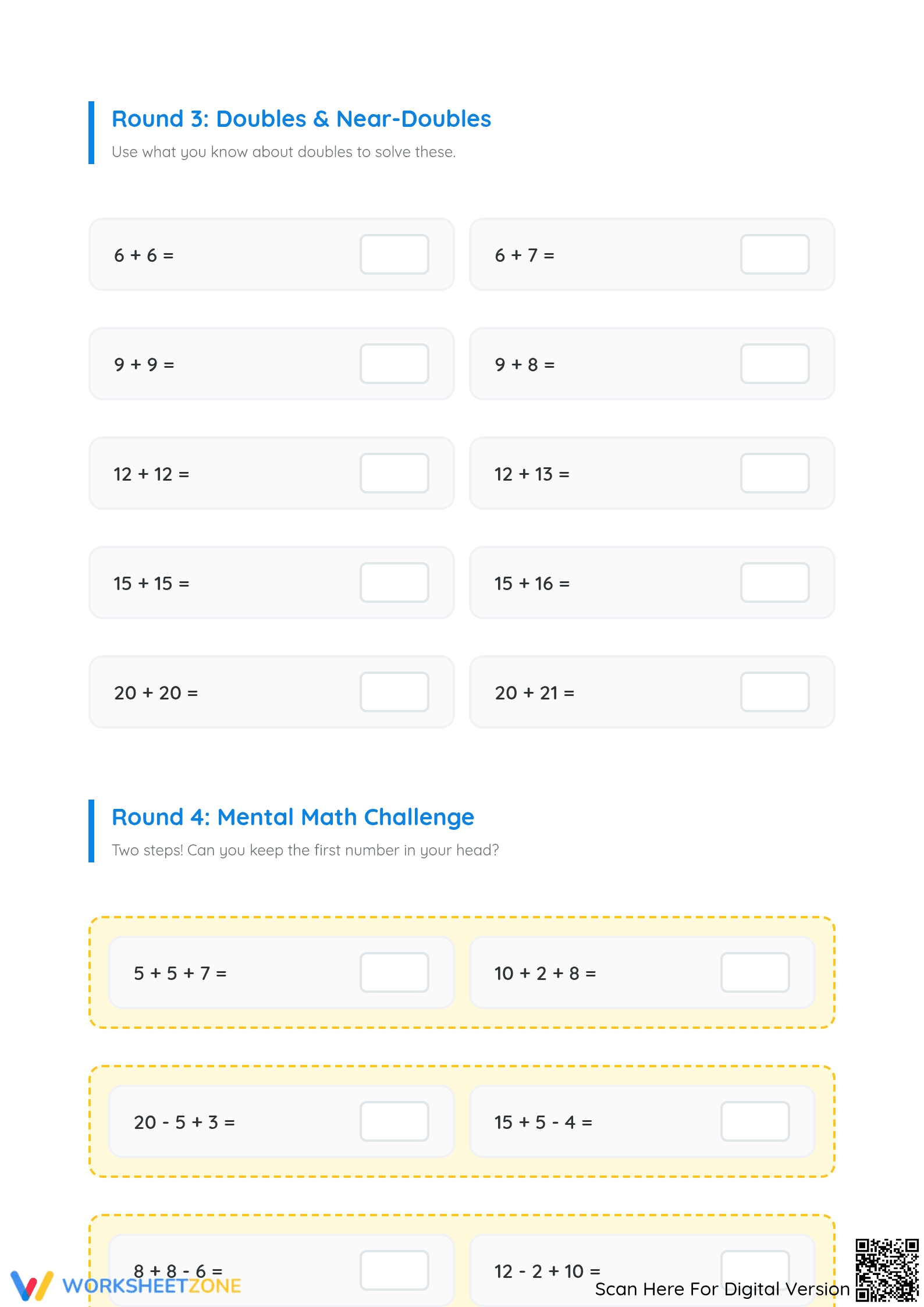 Grade 4 Mental Math — Printable No-Prep Worksheet - Page 3