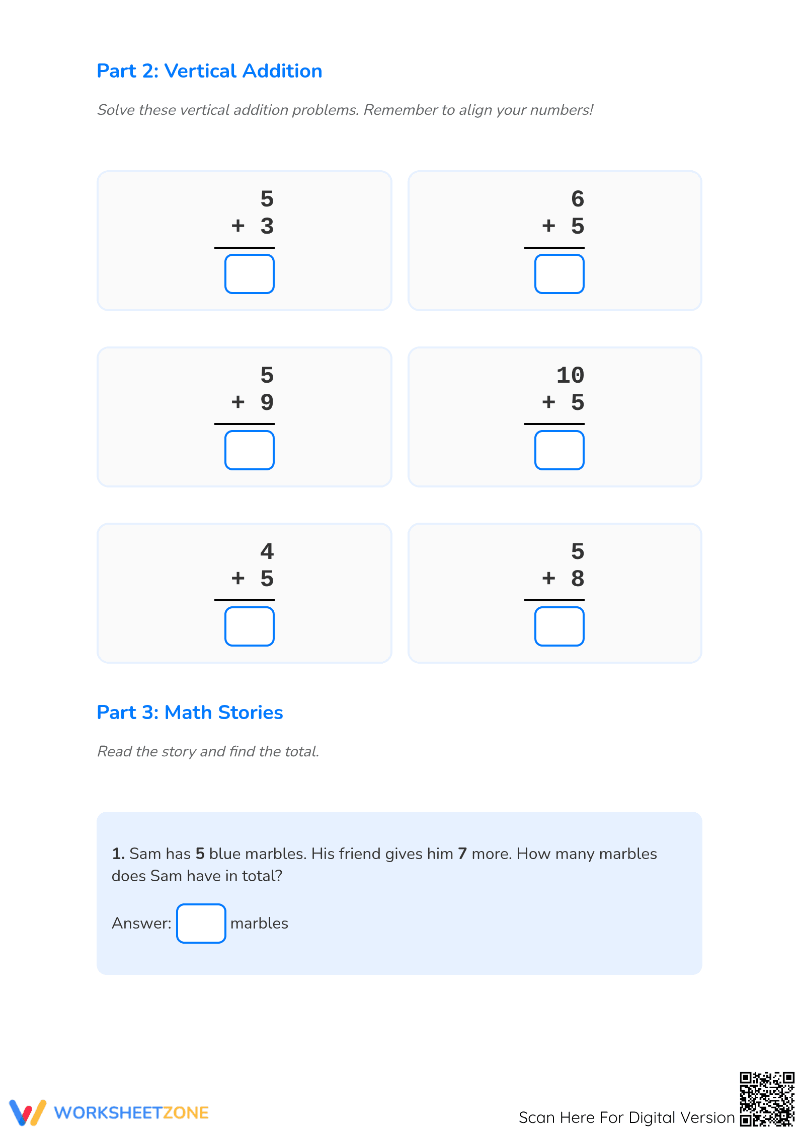 Printable Adding 5 Worksheet | Grade 1 Math Practice - Page 2