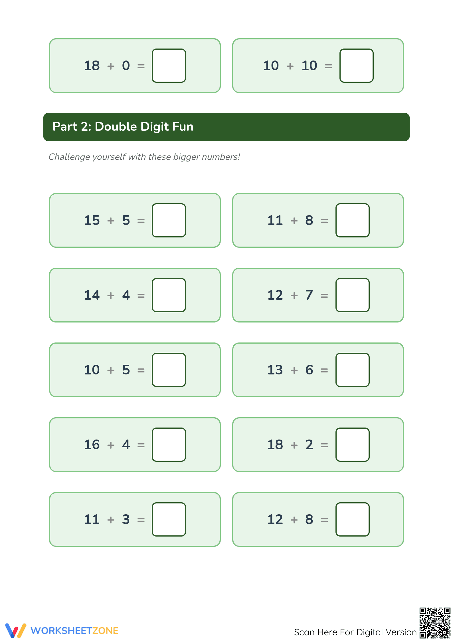 Printable Addition Worksheet | Grade 1 Math - Page 2