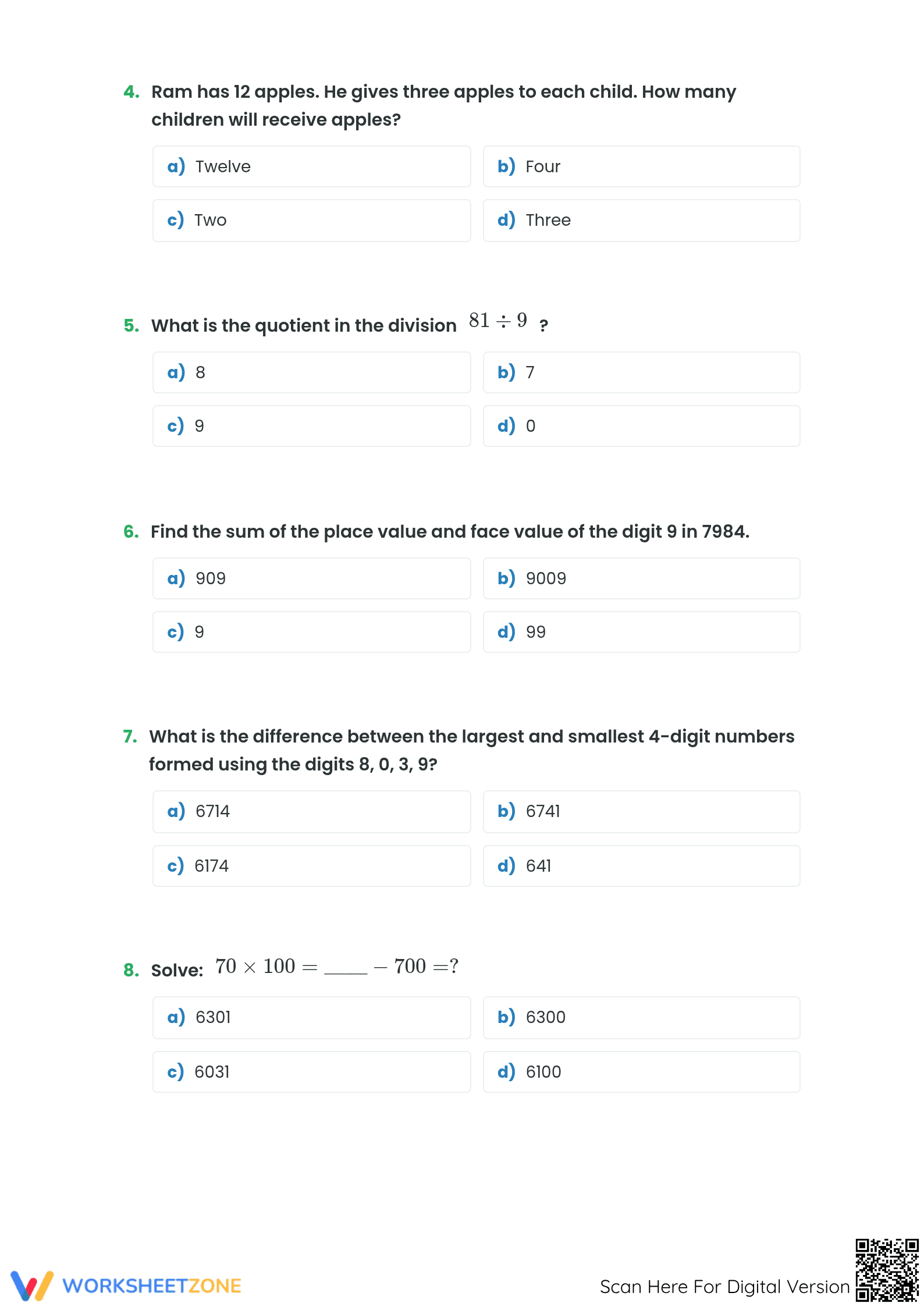 Grade 3 Math Bee Competition | Essential Review Worksheet - Page 2