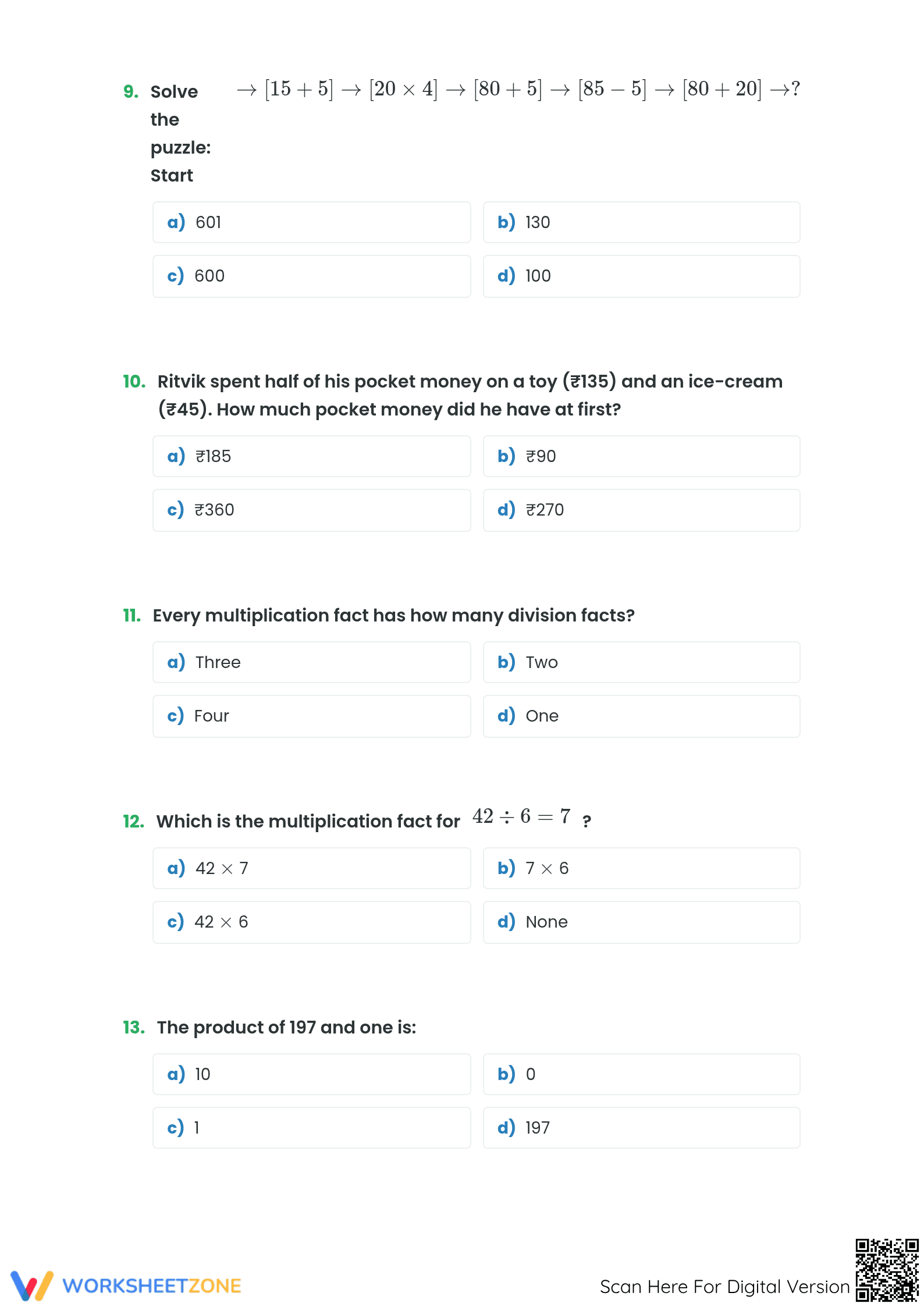Grade 3 Math Bee Competition | Essential Review Worksheet - Page 3