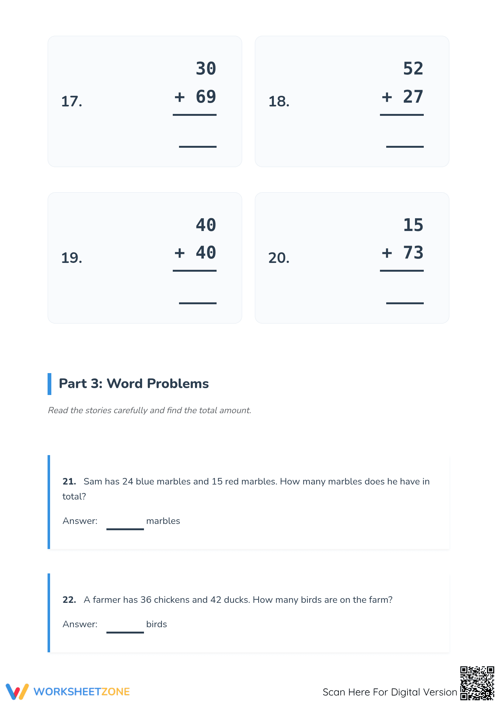 Printable Double-Digit Addition Worksheet | Grade 2 Math - Page 3