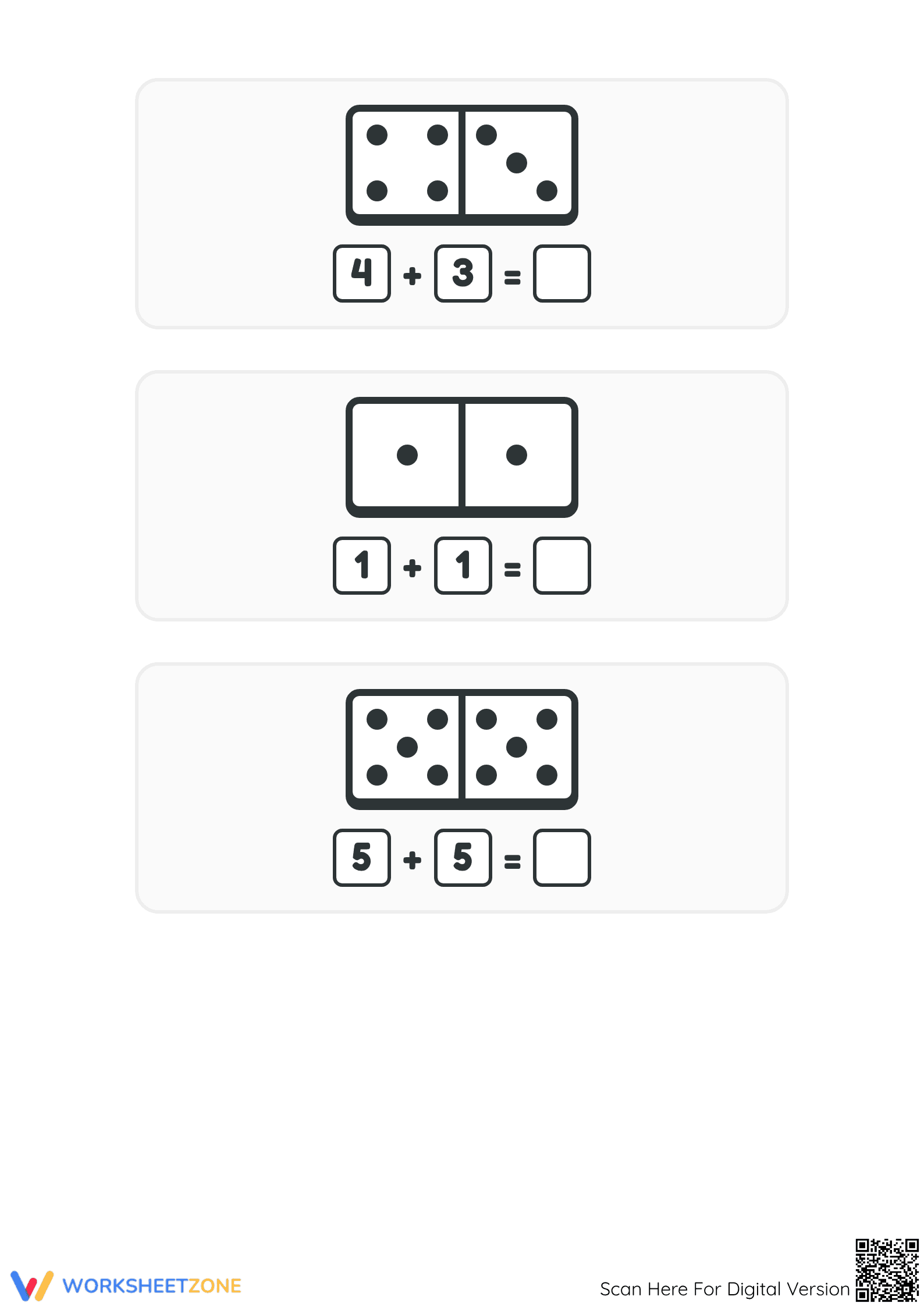 Printable Domino Addition Worksheet | Kindergarten Math - Page 3