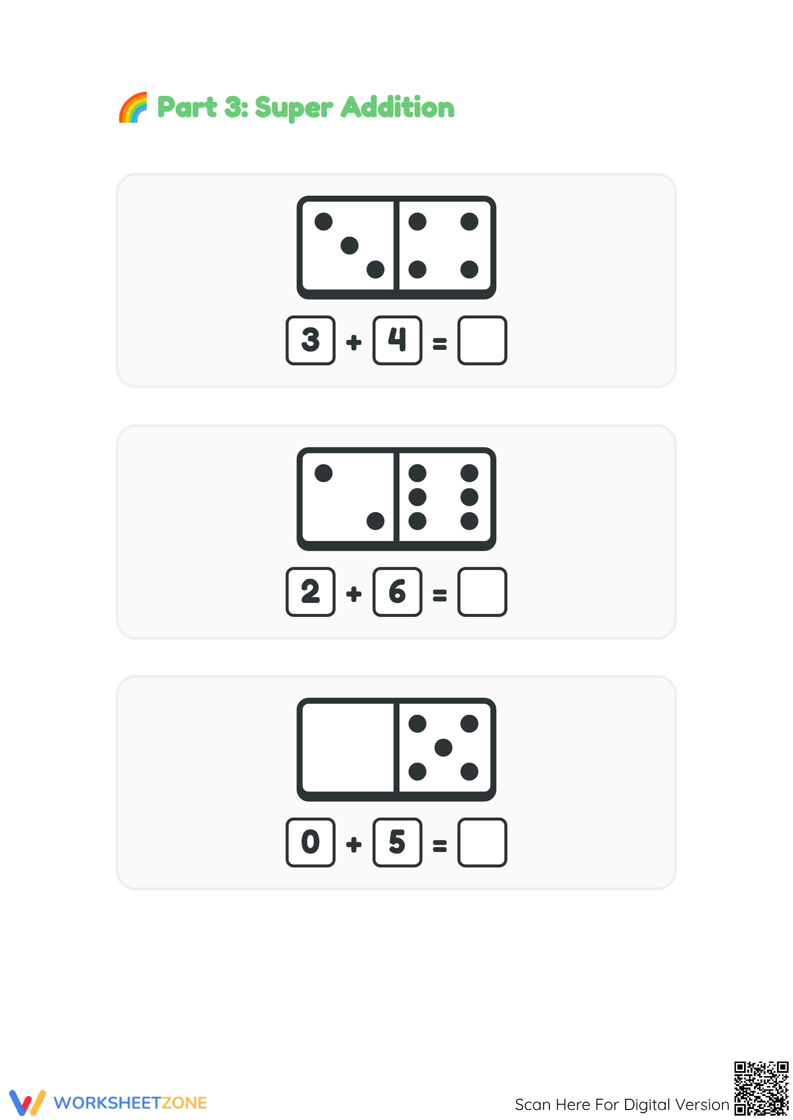 Printable Domino Addition Worksheet | Kindergarten Math - Page 4