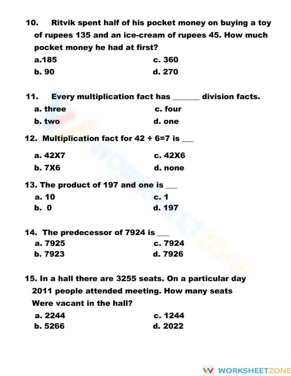 Math Practice Worksheet for Skills Enhancement - Page 3