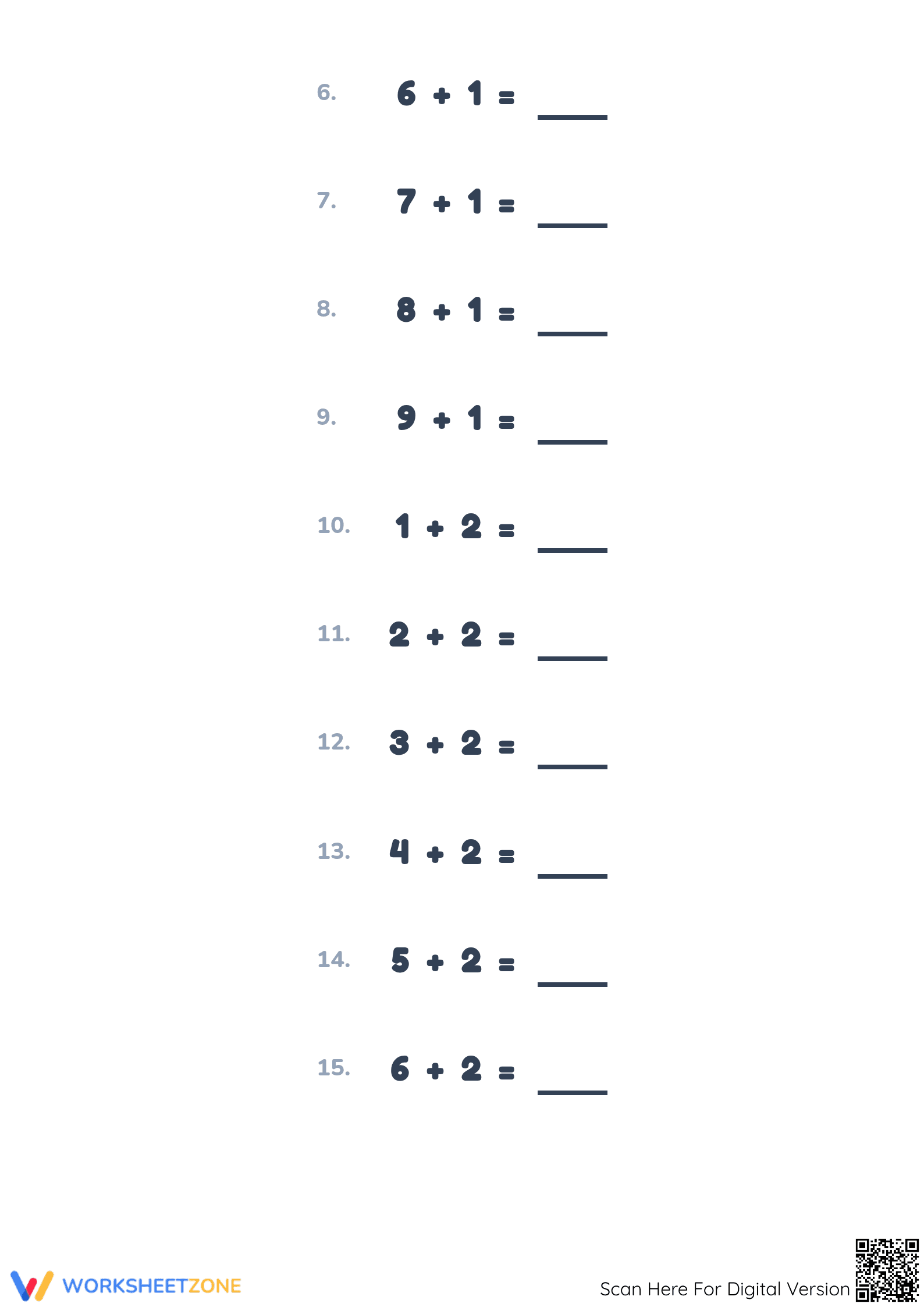 Essential Single-Digit Addition Worksheet | Grade 1 Math - Page 2