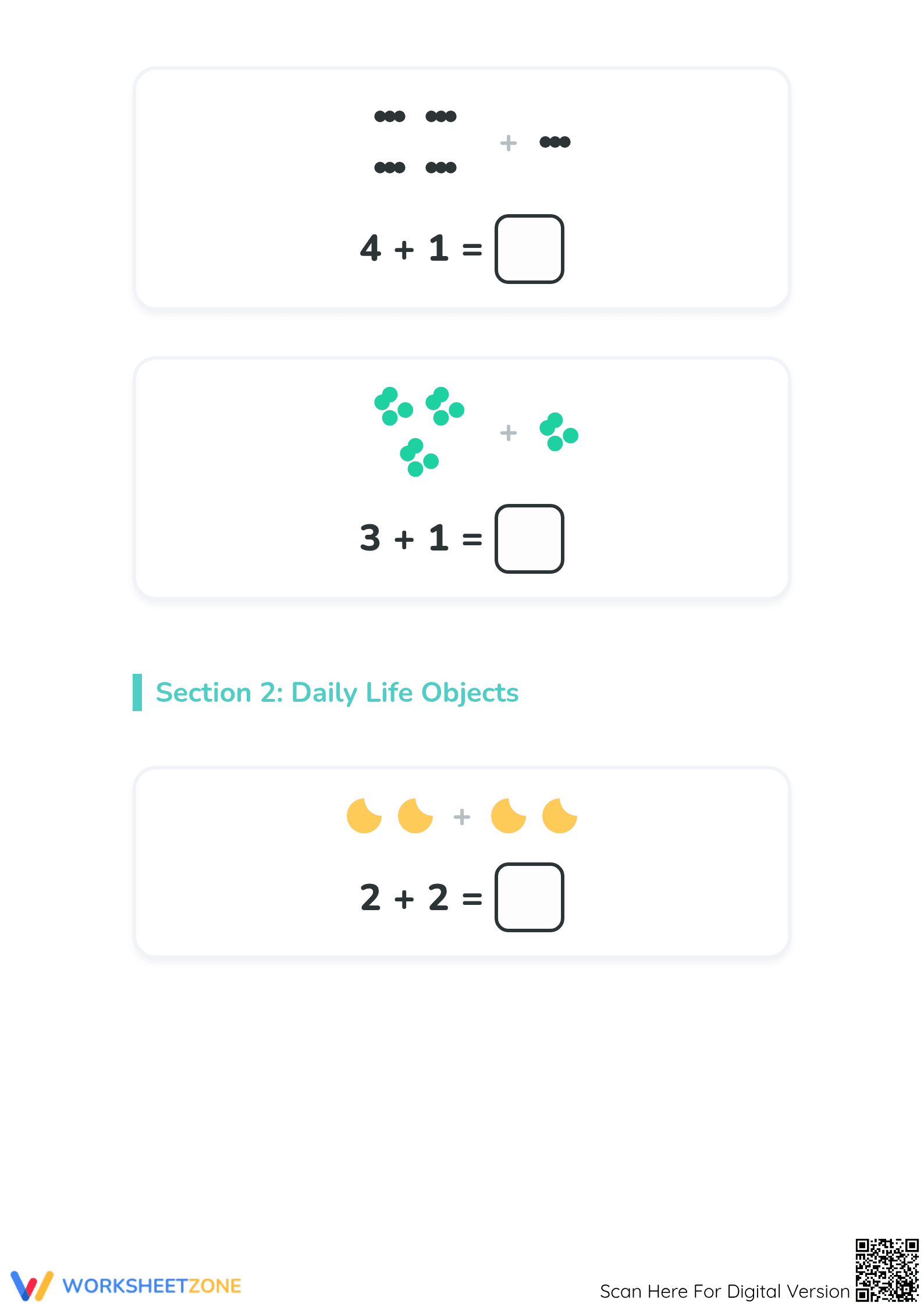 Printable Addition with Pictures Worksheet | Grade K Math - Page 2