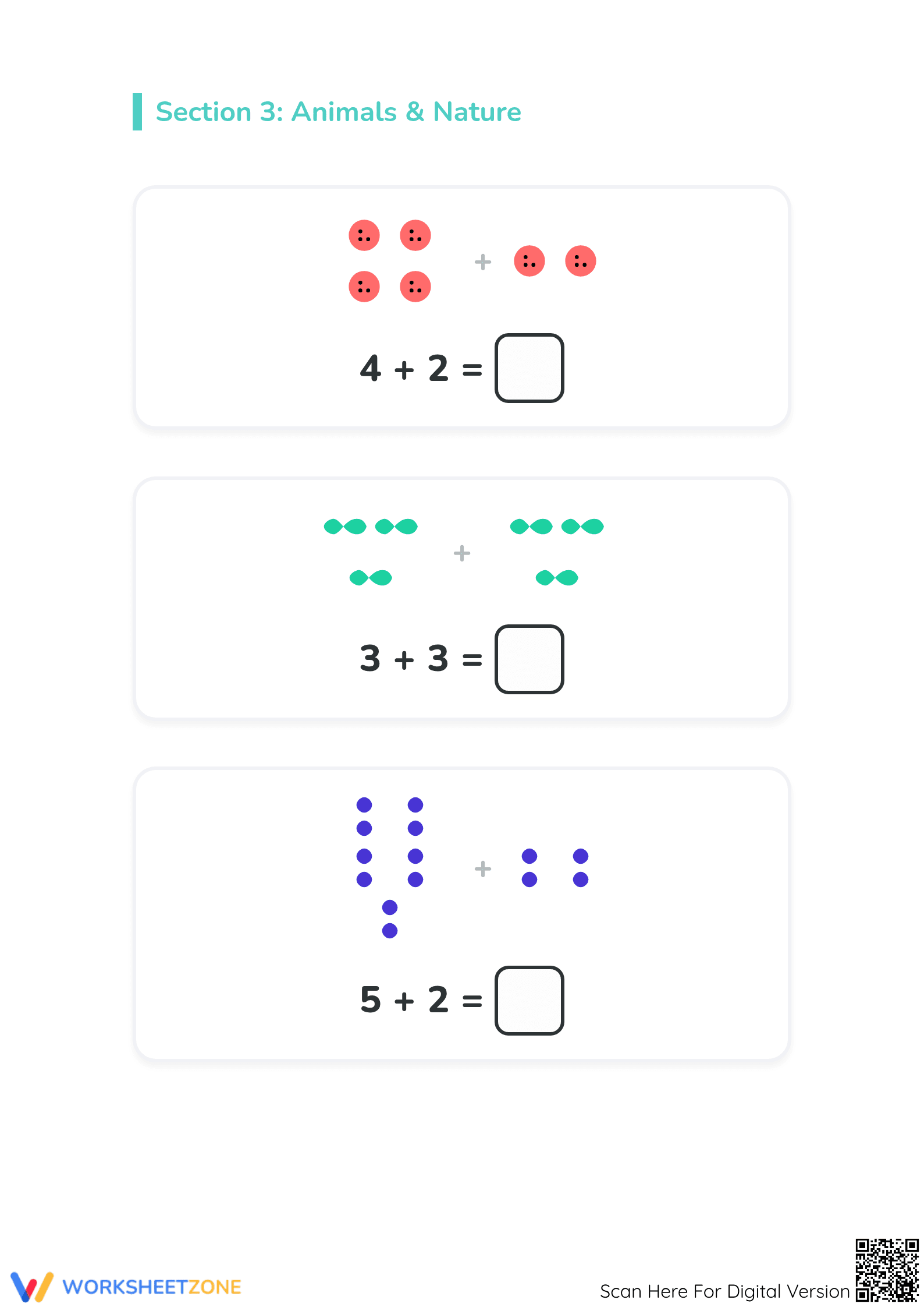 Printable Addition with Pictures Worksheet | Grade K Math - Page 4