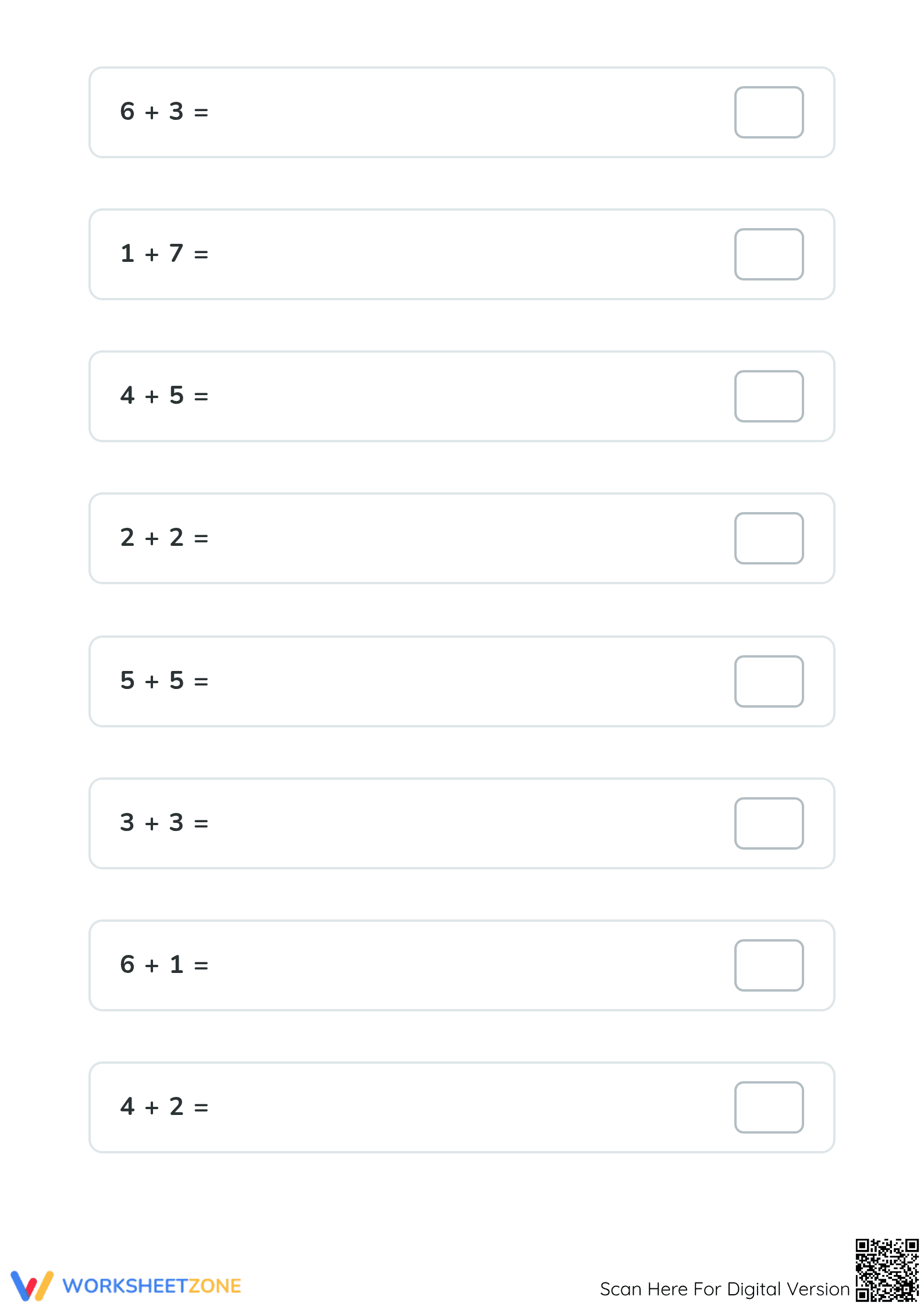 Grade 1 Addition — Printable No-Prep Worksheet - Page 3