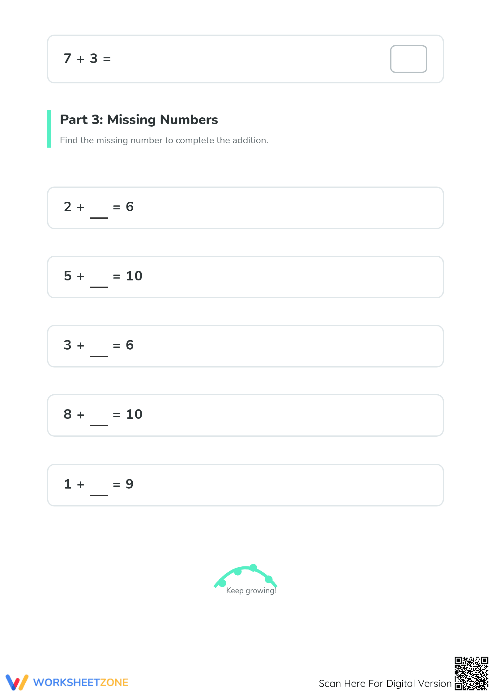 Grade 1 Addition — Printable No-Prep Worksheet - Page 4
