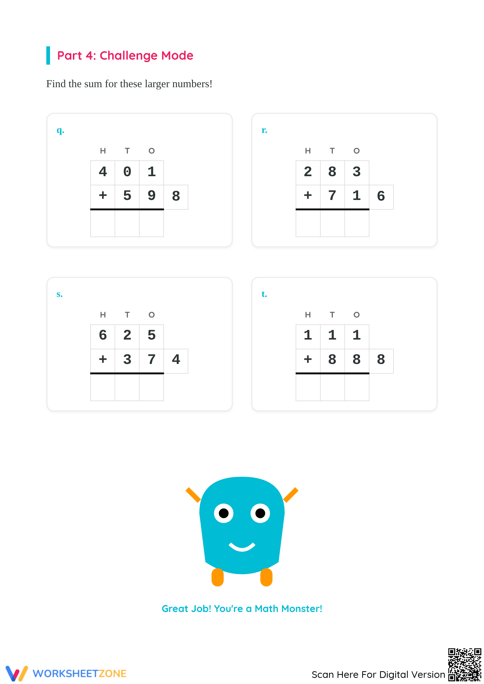 Grade 2 Math: 3-Digit Addition — Printable No-Prep Worksheet - Page 4