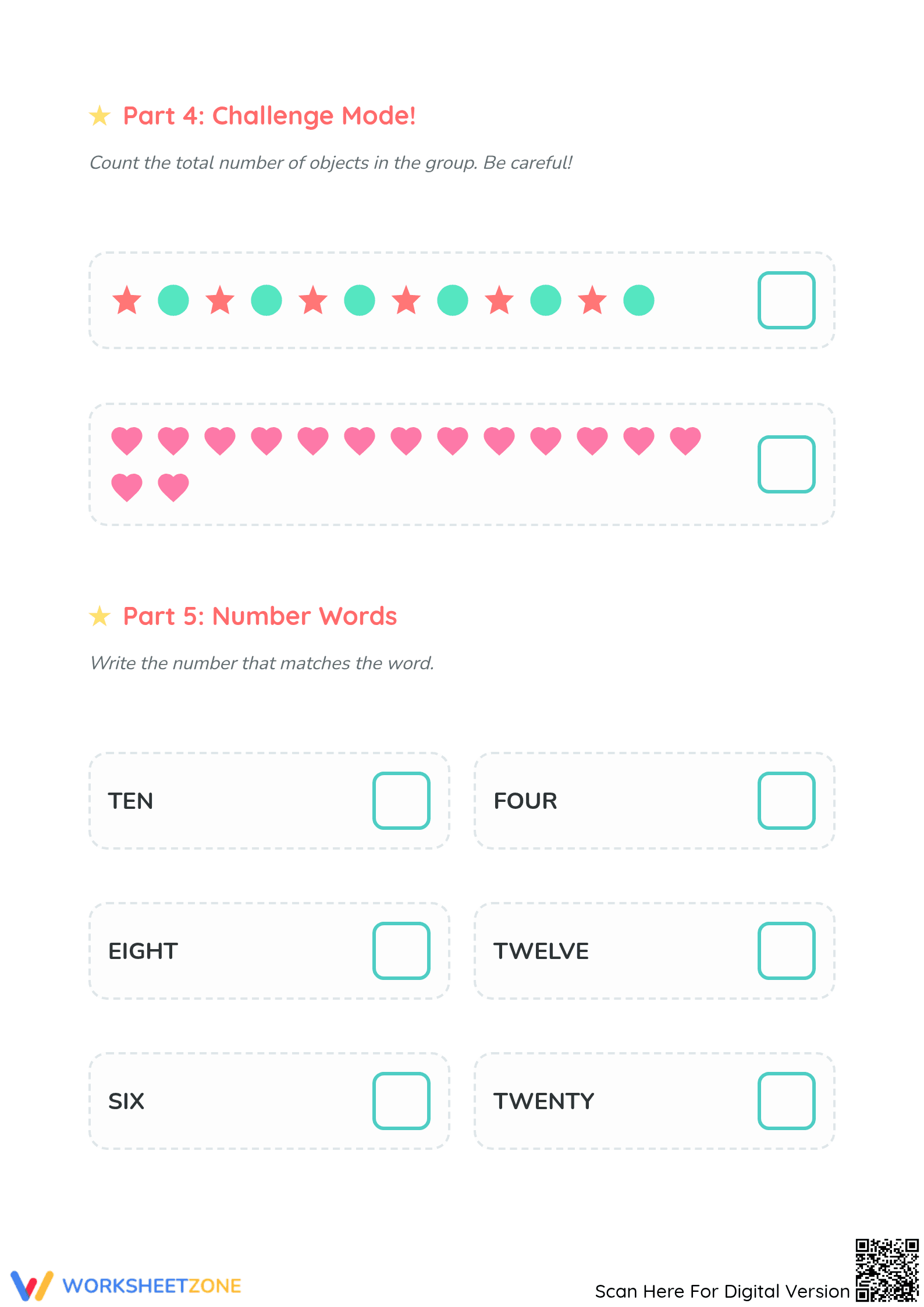Printable Counting Worksheet | Grade 1 Math - Page 3