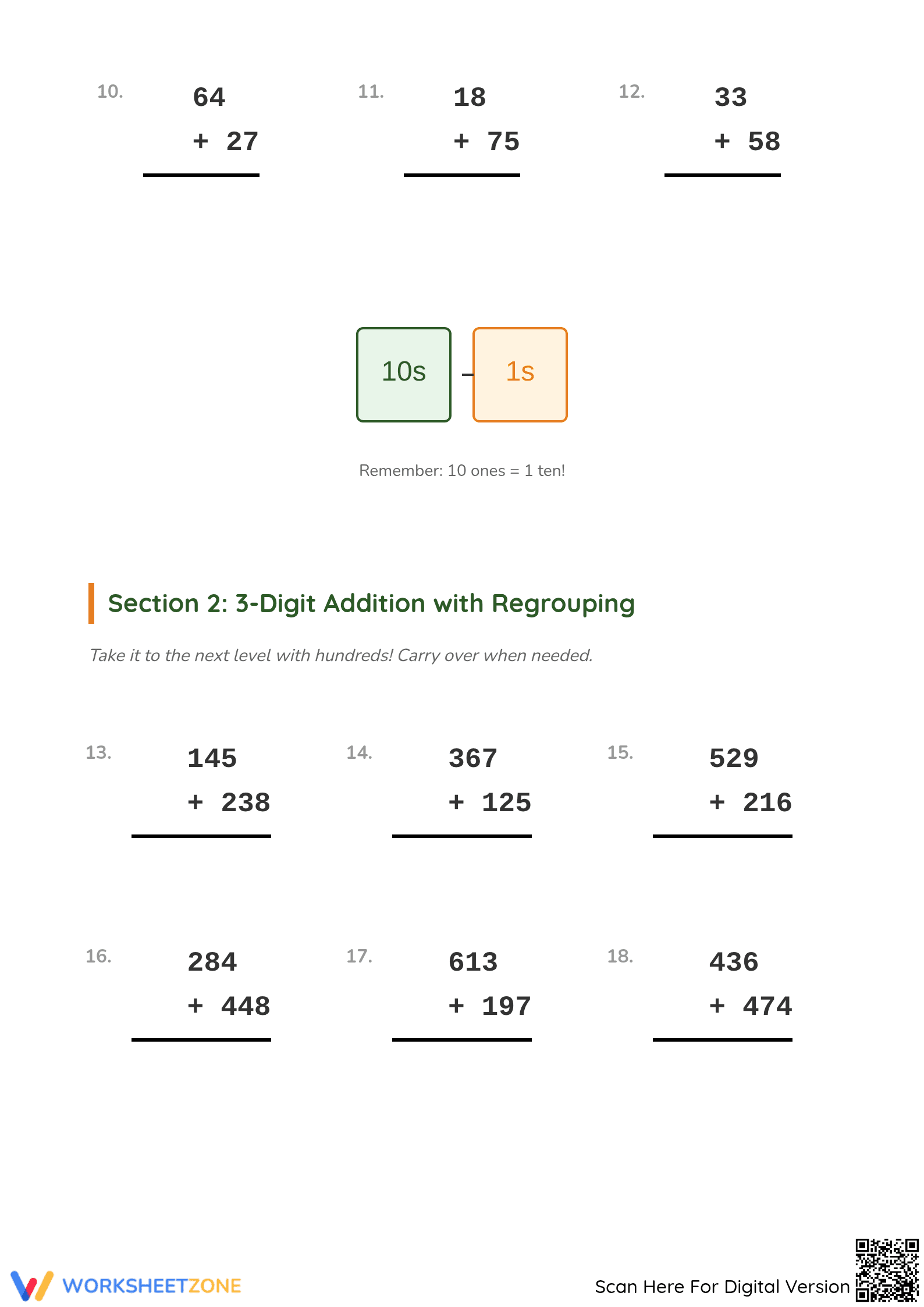 Essential Grade 2 Addition With Regrouping Worksheet - Page 2