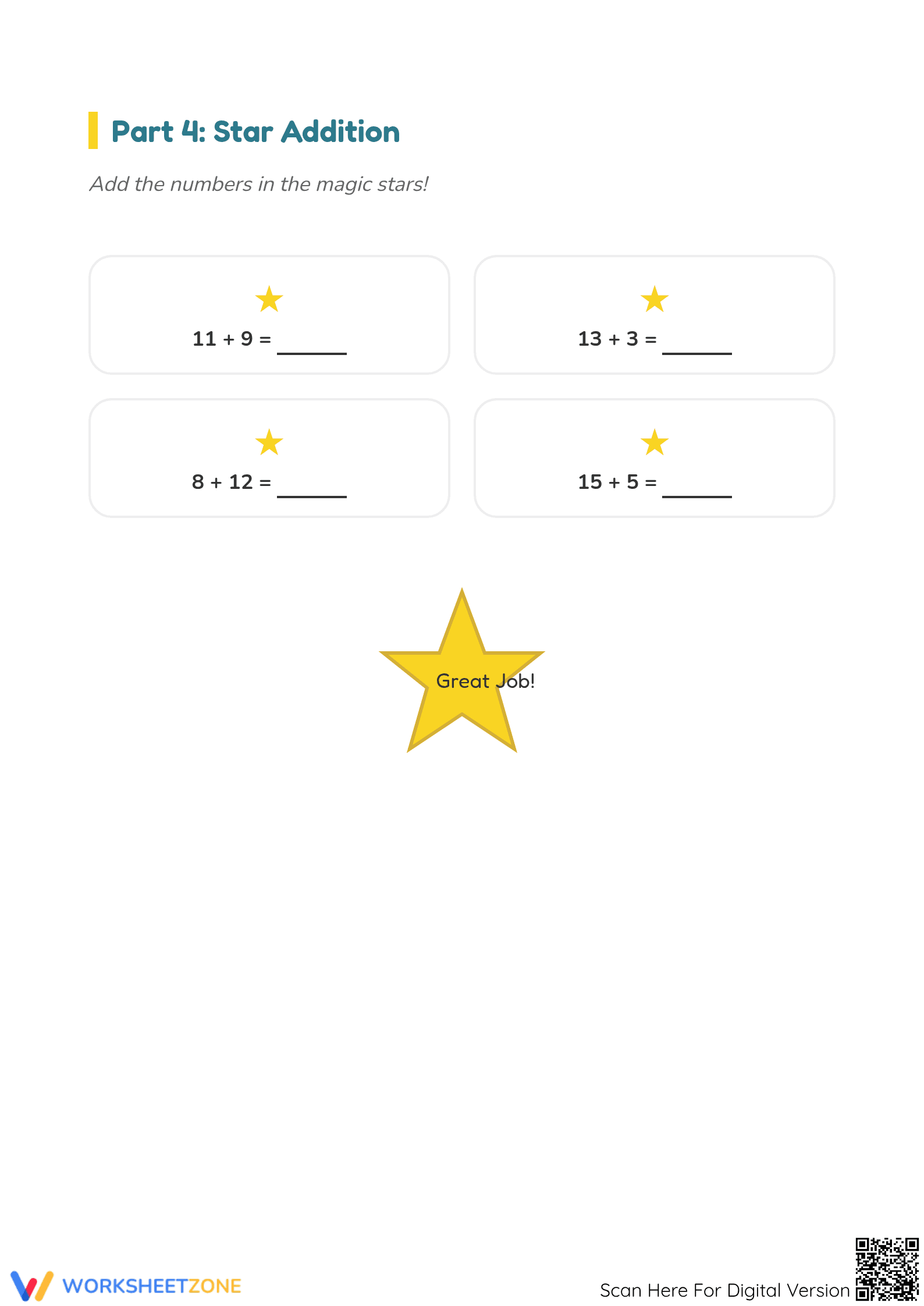 Printable Addition Worksheet | Grade 1 Math Practice - Page 4