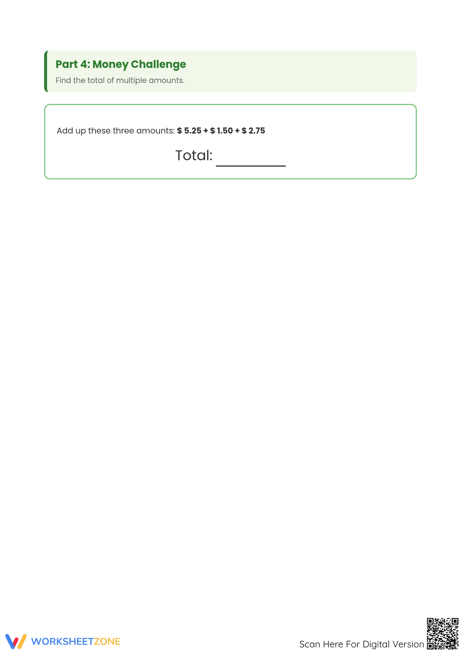 Grade 2 Adding Money — Essential No-Prep Worksheet - Page 3