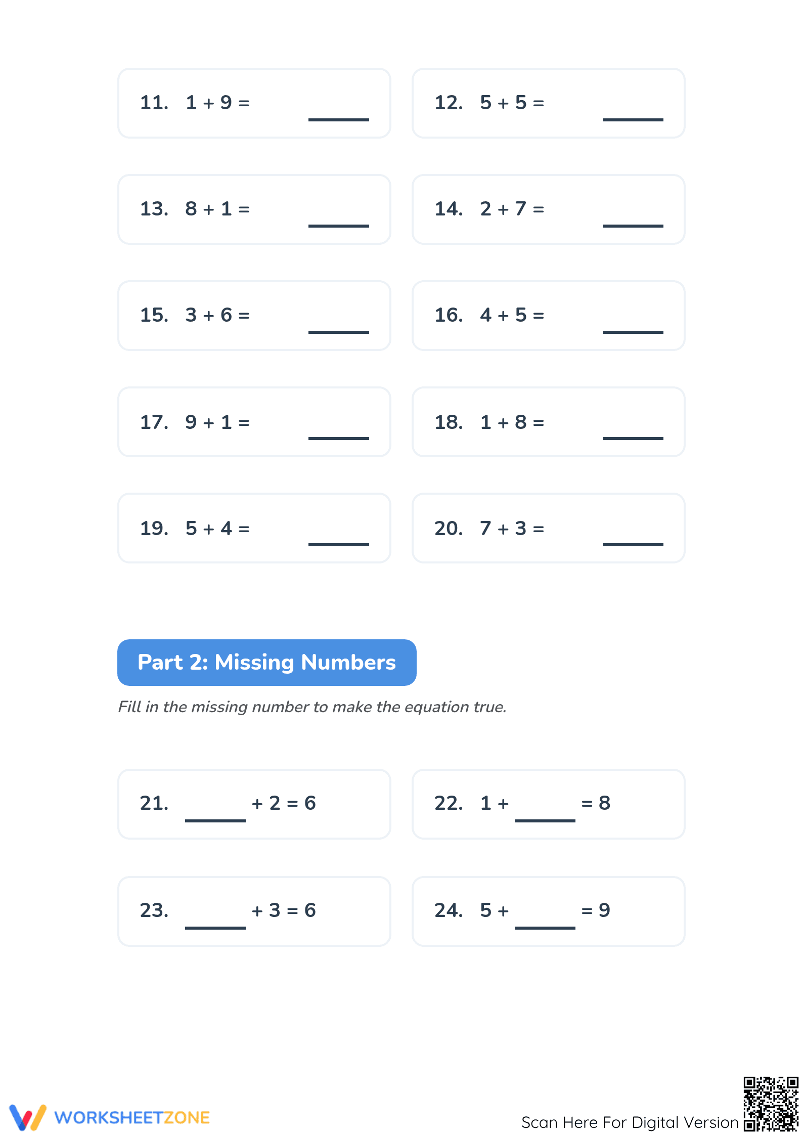Printable Addition within 10 Worksheet | Grade 1 Math - Page 2