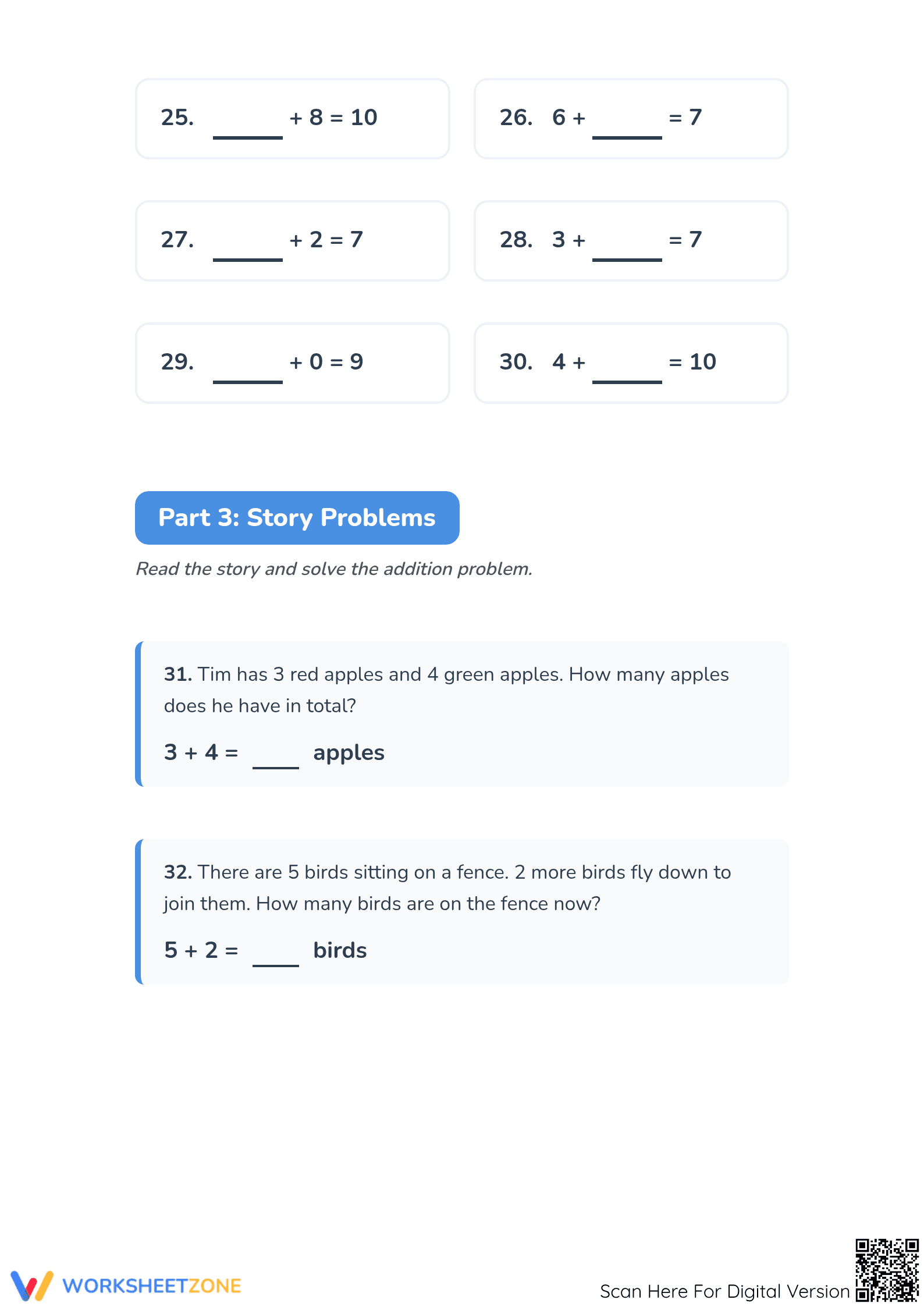 Printable Addition within 10 Worksheet | Grade 1 Math - Page 3