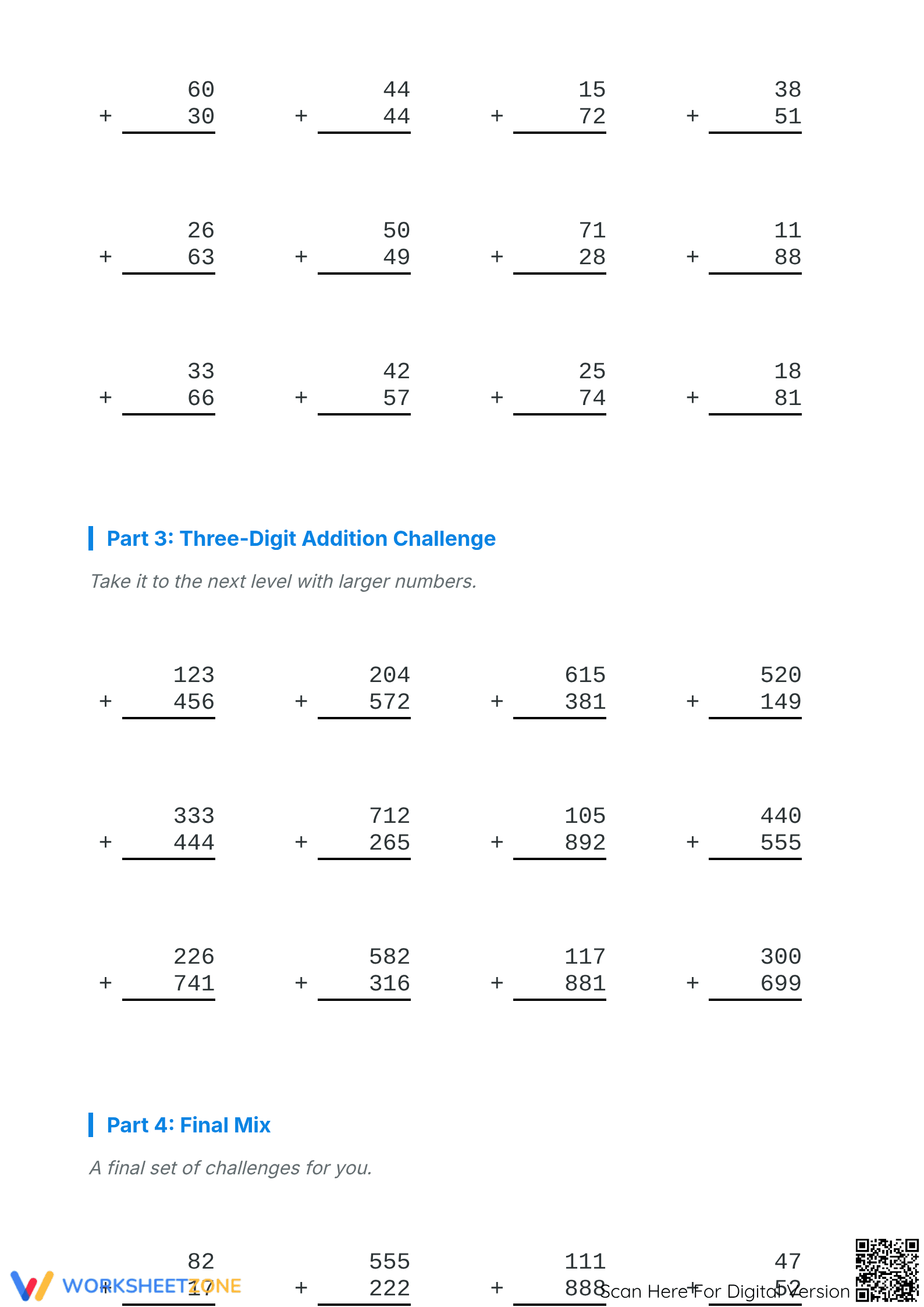 Essential Multi-Digit Addition Worksheet | Grade 3 Math - Page 2