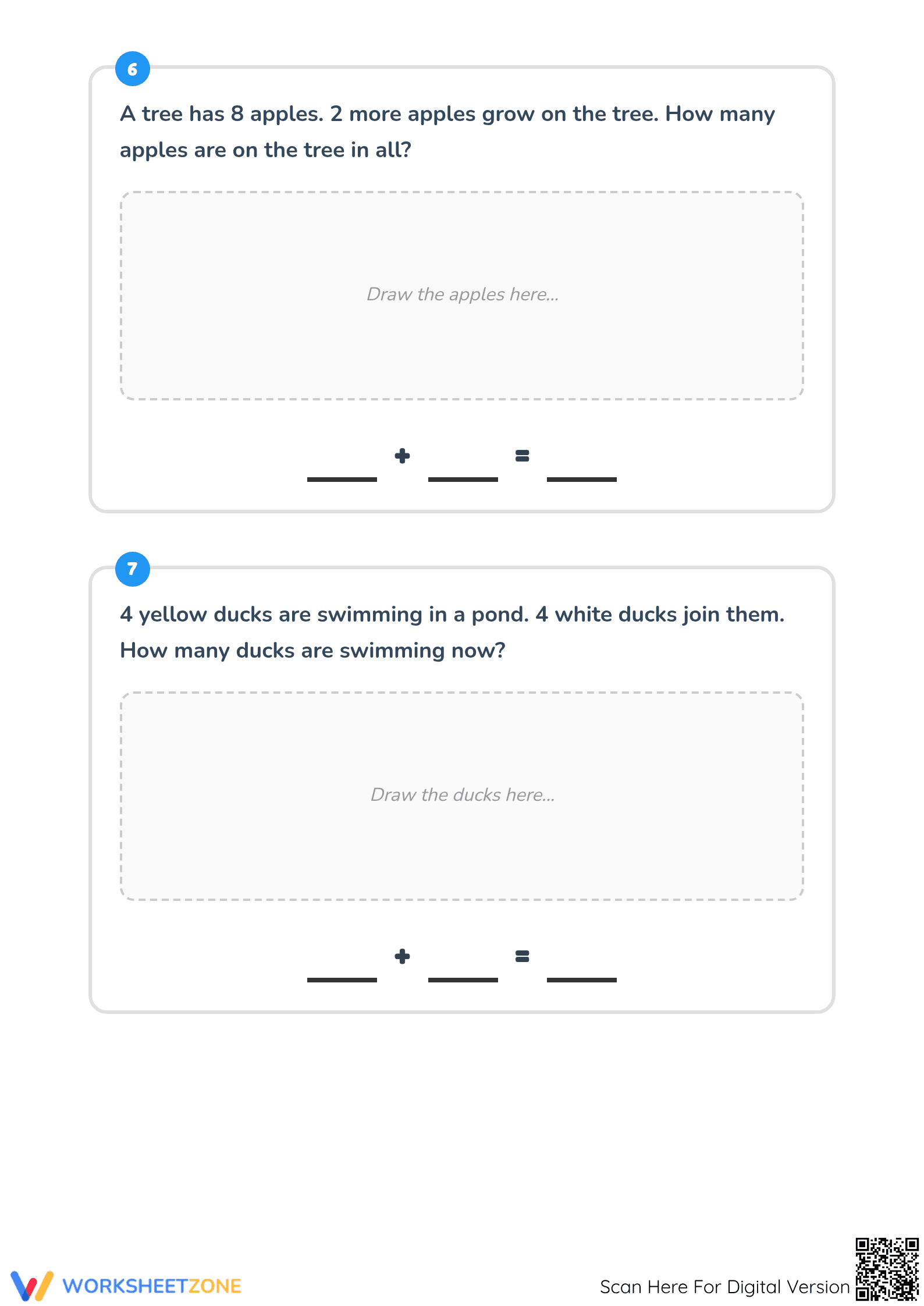 Printable Addition Word Problems Worksheet | Grade 1 Math - Page 4