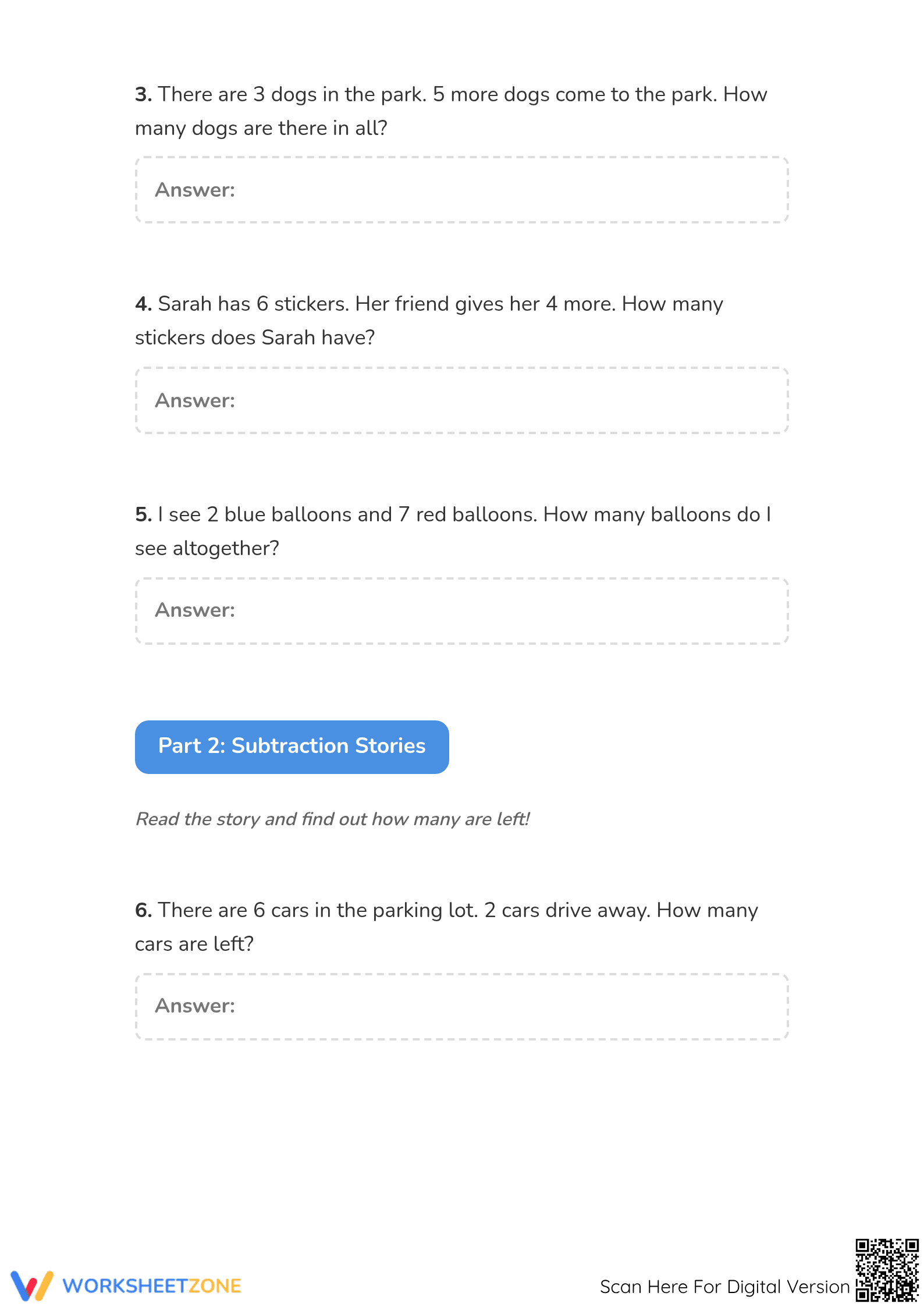 Essential Word Problems Worksheet | Grade 1 Math - Page 2