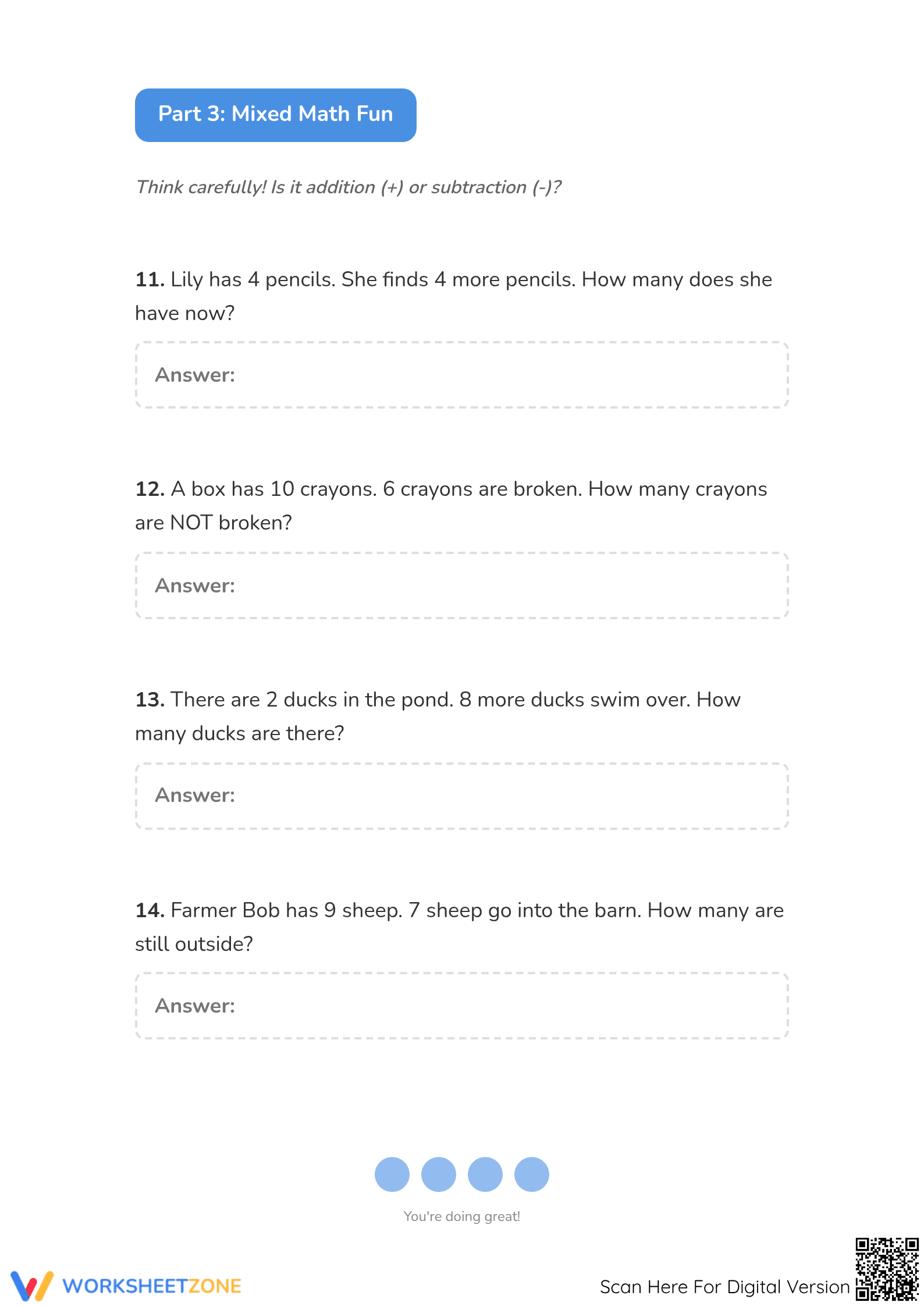 Essential Word Problems Worksheet | Grade 1 Math - Page 4