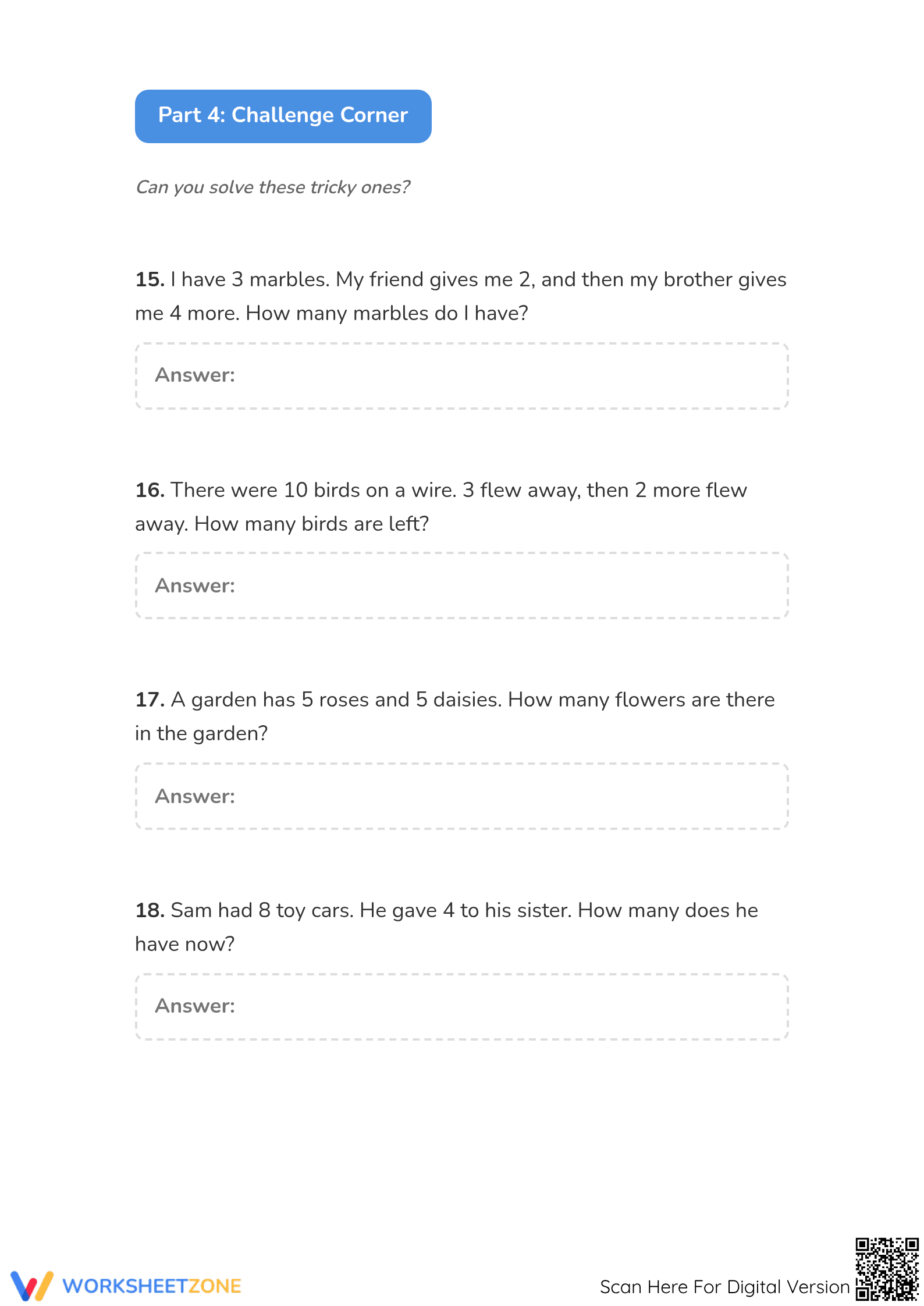Essential Word Problems Worksheet | Grade 1 Math - Page 5