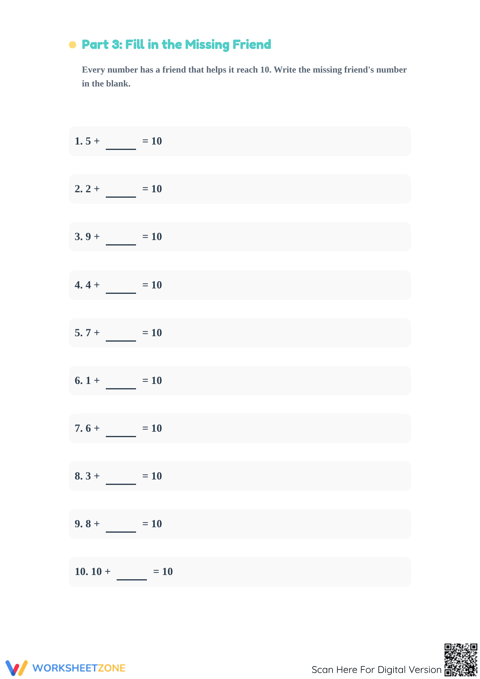 Making 10 Worksheet | Essential Grade K Math - Page 3