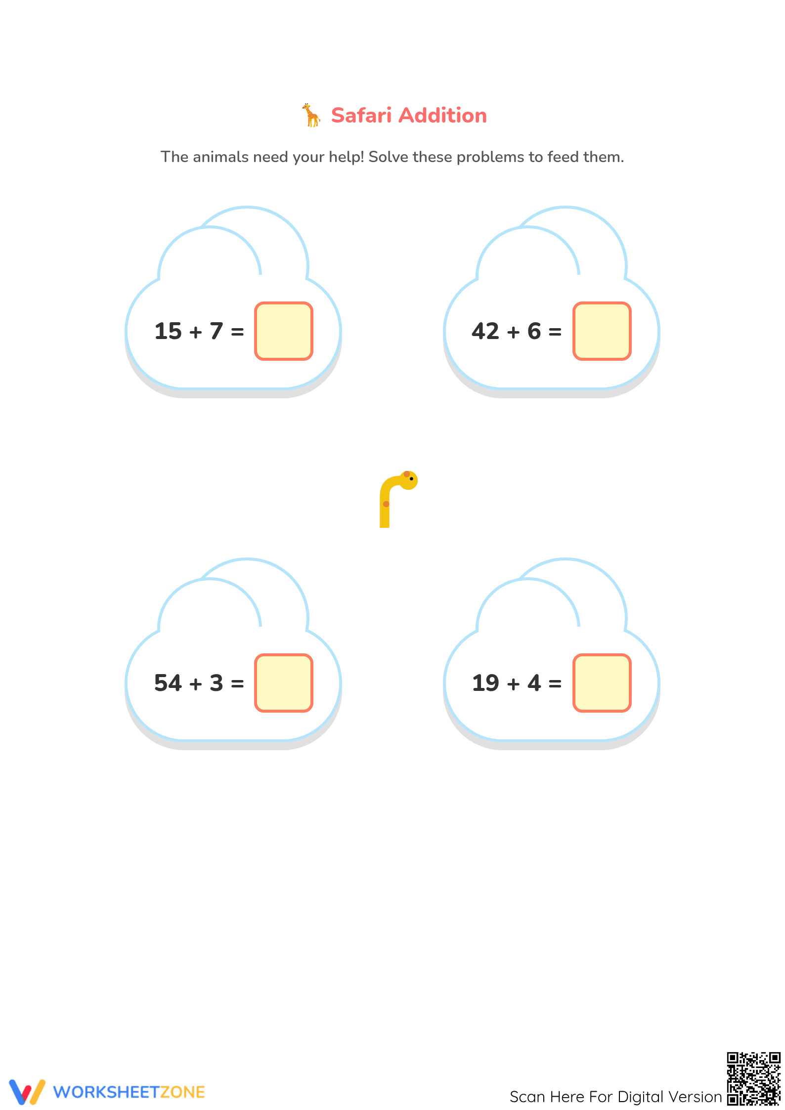 Printable Horizontal Addition Worksheet | Grade 1 Math - Page 2