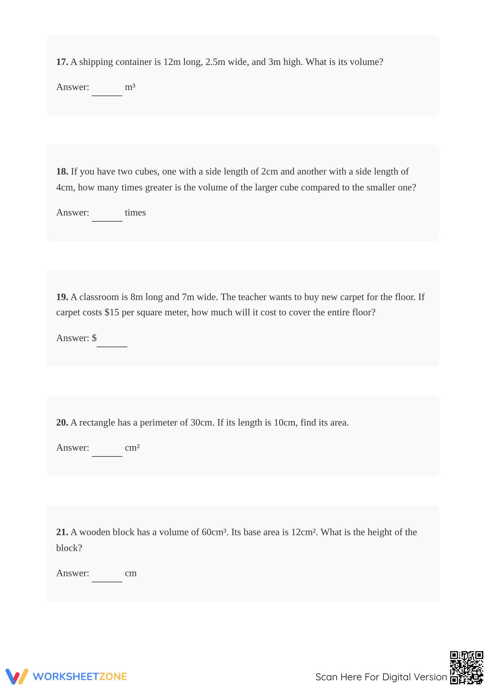 Printable Area & Volume Worksheet | Grade 5 Math - Page 5
