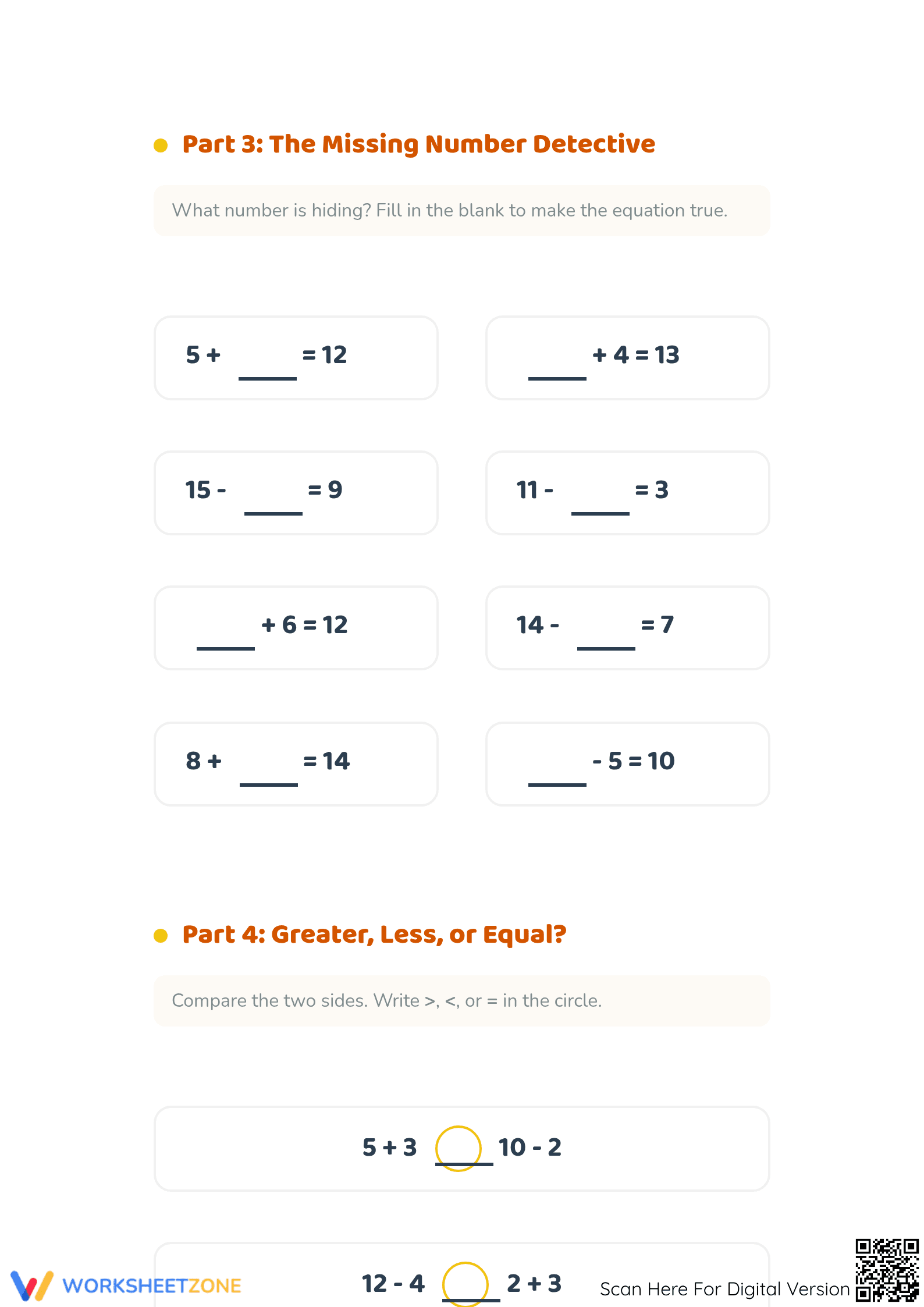 Printable Addition & Subtraction Worksheet | Grade 1 Math - Page 3