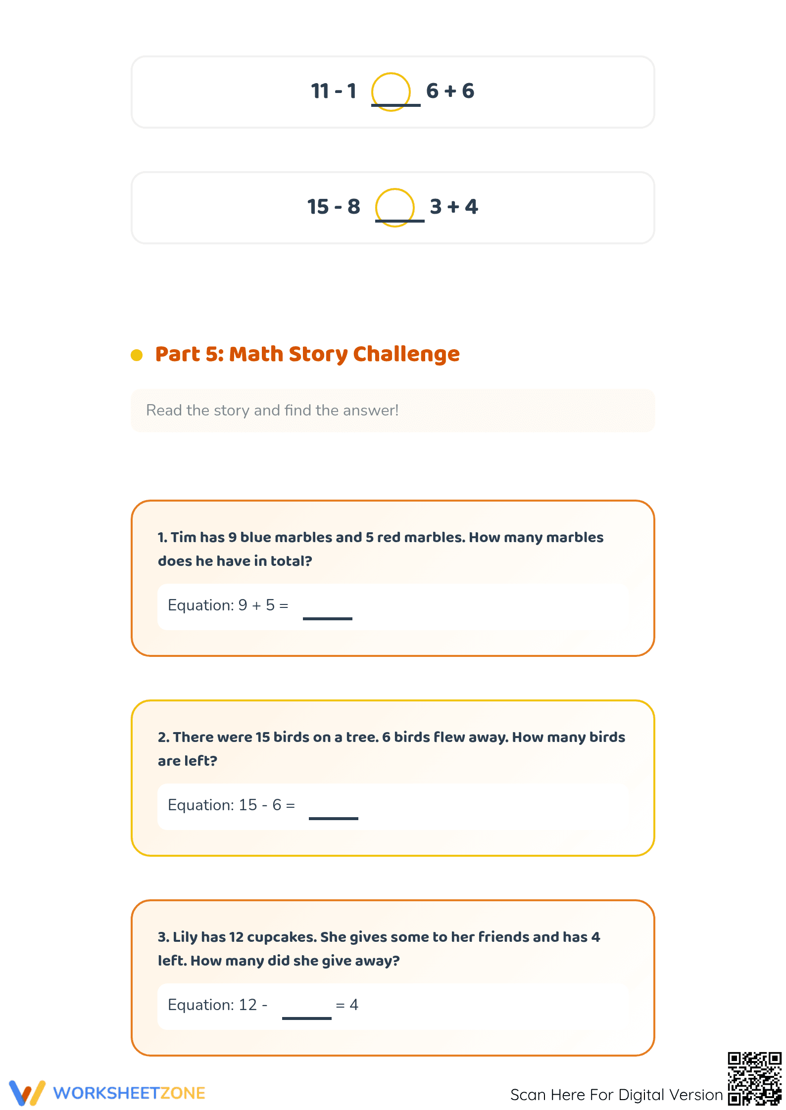 Printable Addition & Subtraction Worksheet | Grade 1 Math - Page 4