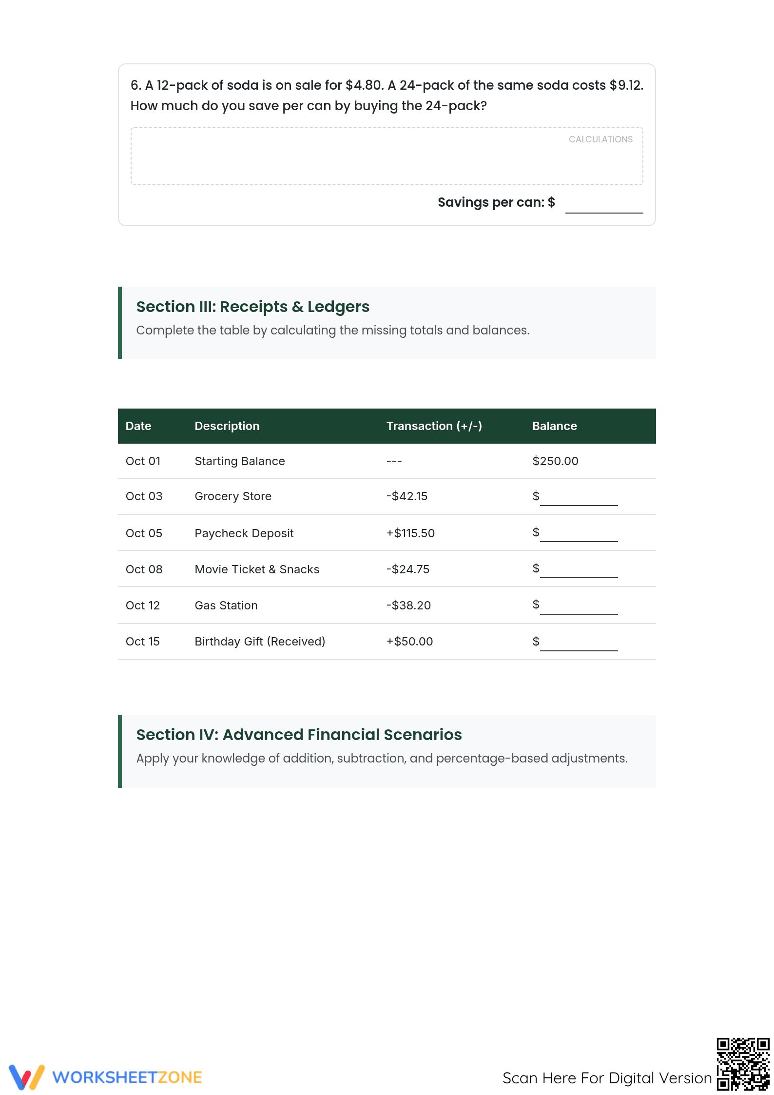 Grade 7 Money Problems: CCSS.MATH.7.EE.B.3 Aligned Worksheet - Page 3