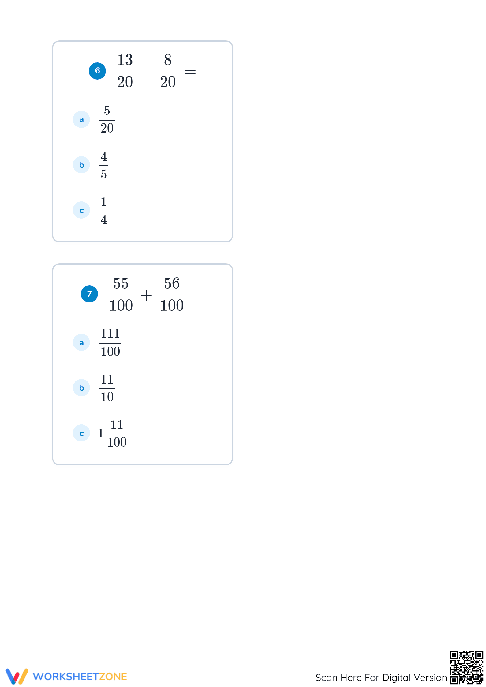 Grade 4 Like Fractions — Printable No-Prep Worksheet - Page 4