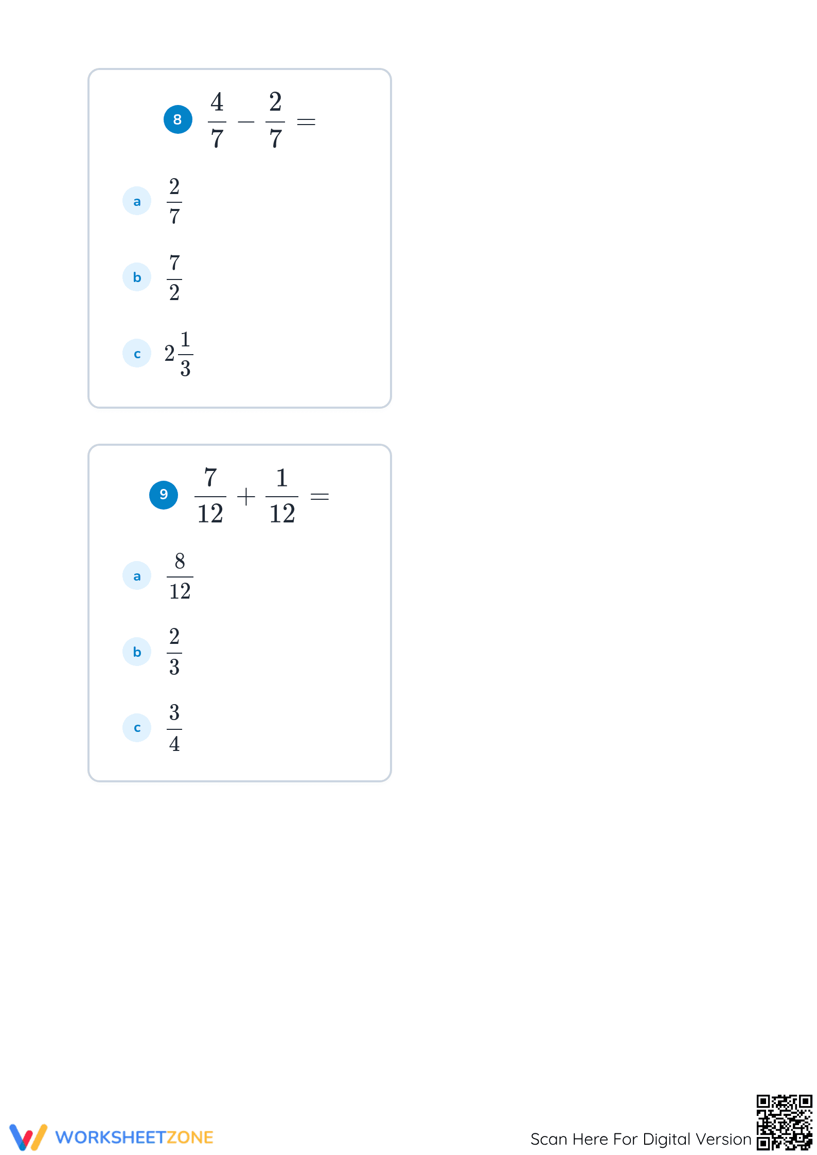 Grade 4 Like Fractions — Printable No-Prep Worksheet - Page 5