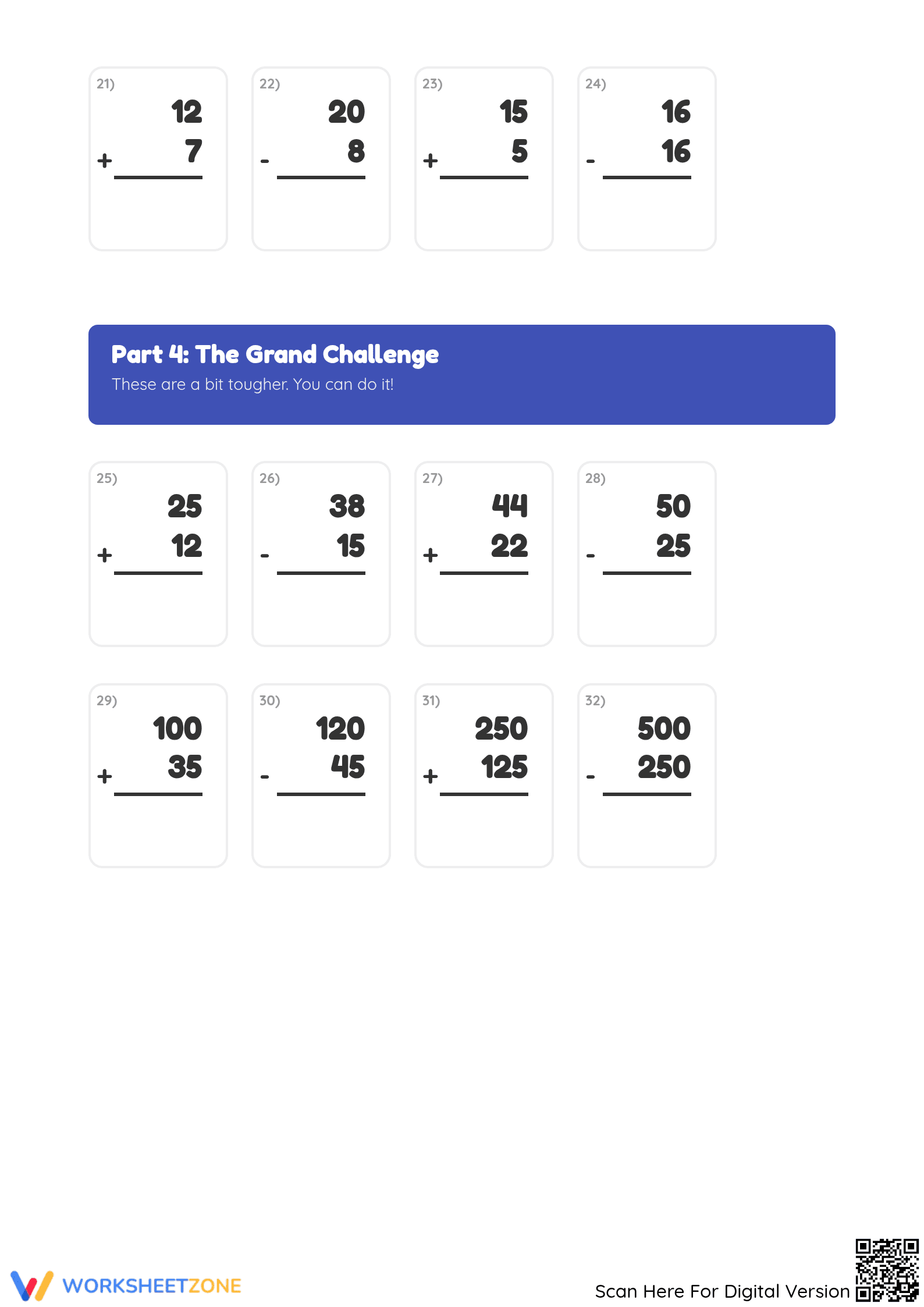 Printable Addition & Subtraction Worksheet | Grade 2 Math - Page 3