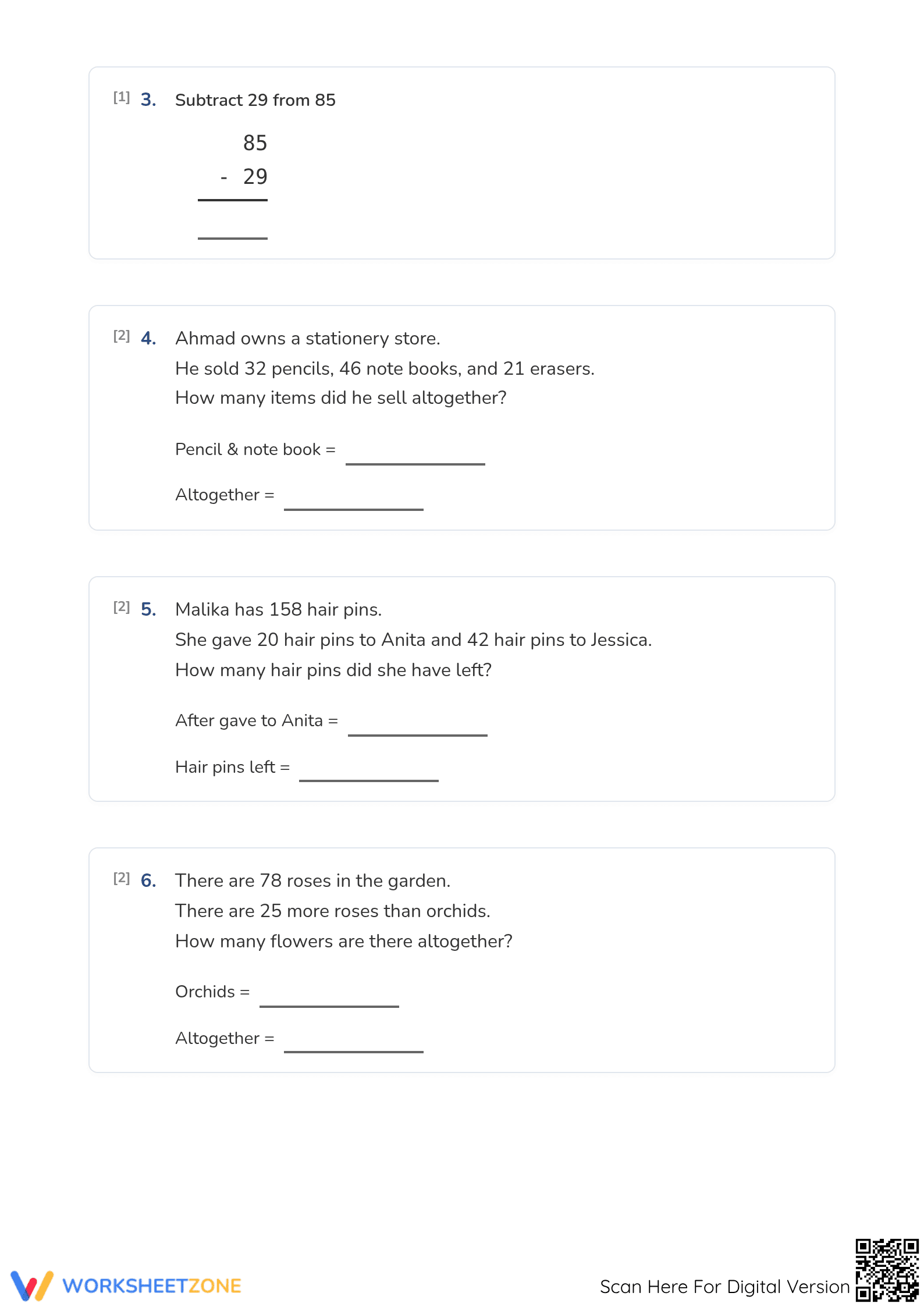 Essential Grade 3-5 Math Assessment: Add & Subtract - Page 2