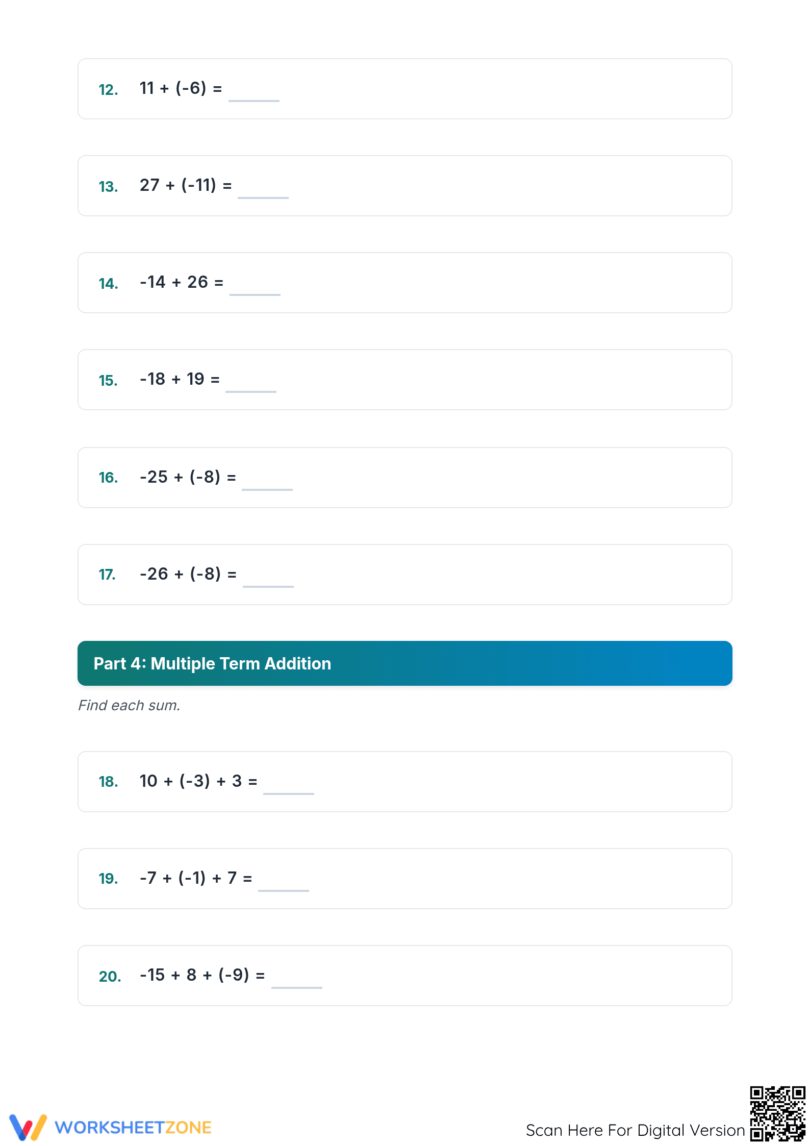 Printable Integers & Absolute Value Worksheet | Grade 6 Math - Page 3