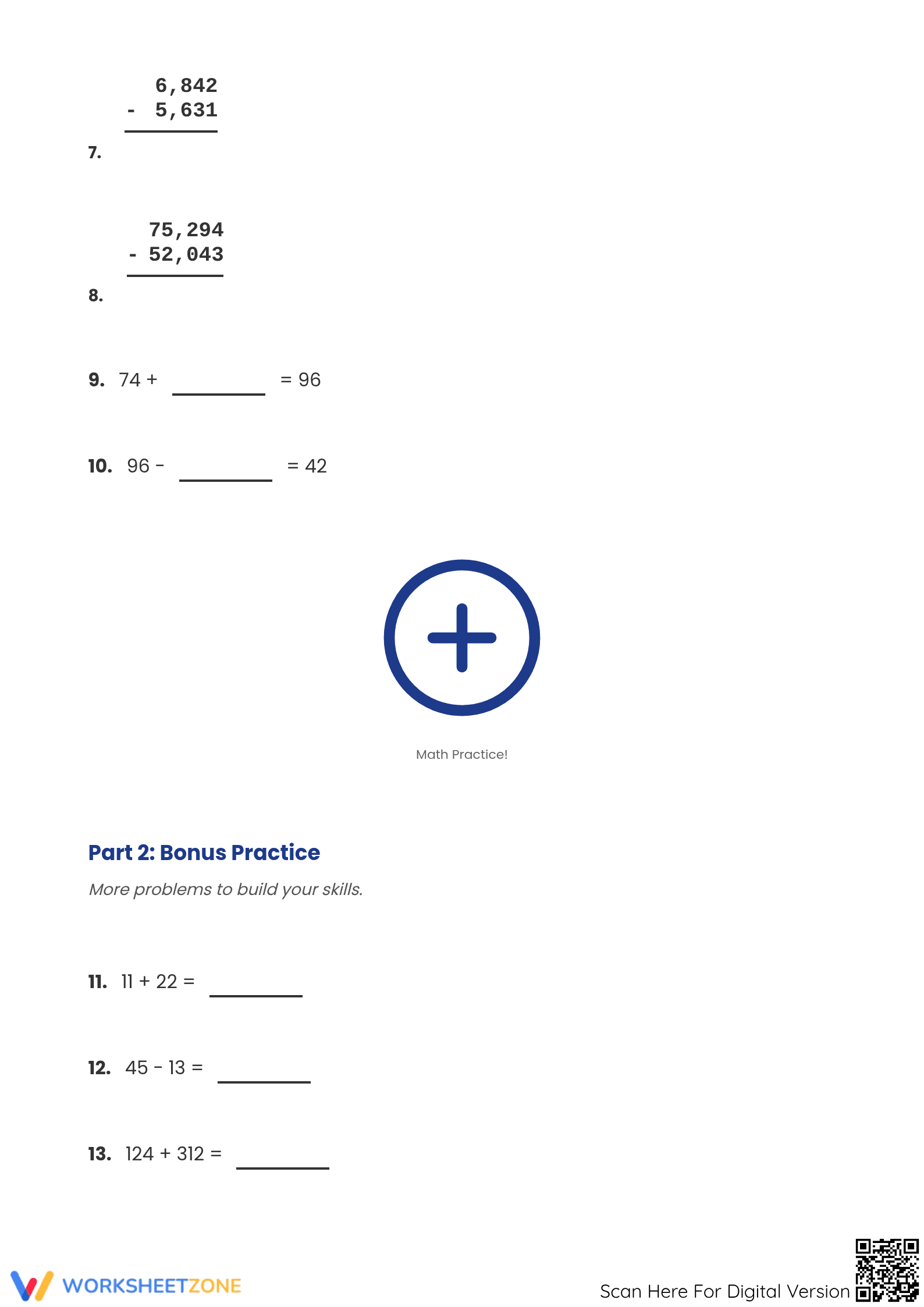 Essential Add & Subtract (No Regrouping) Grade 5/6 Worksheet - Page 2