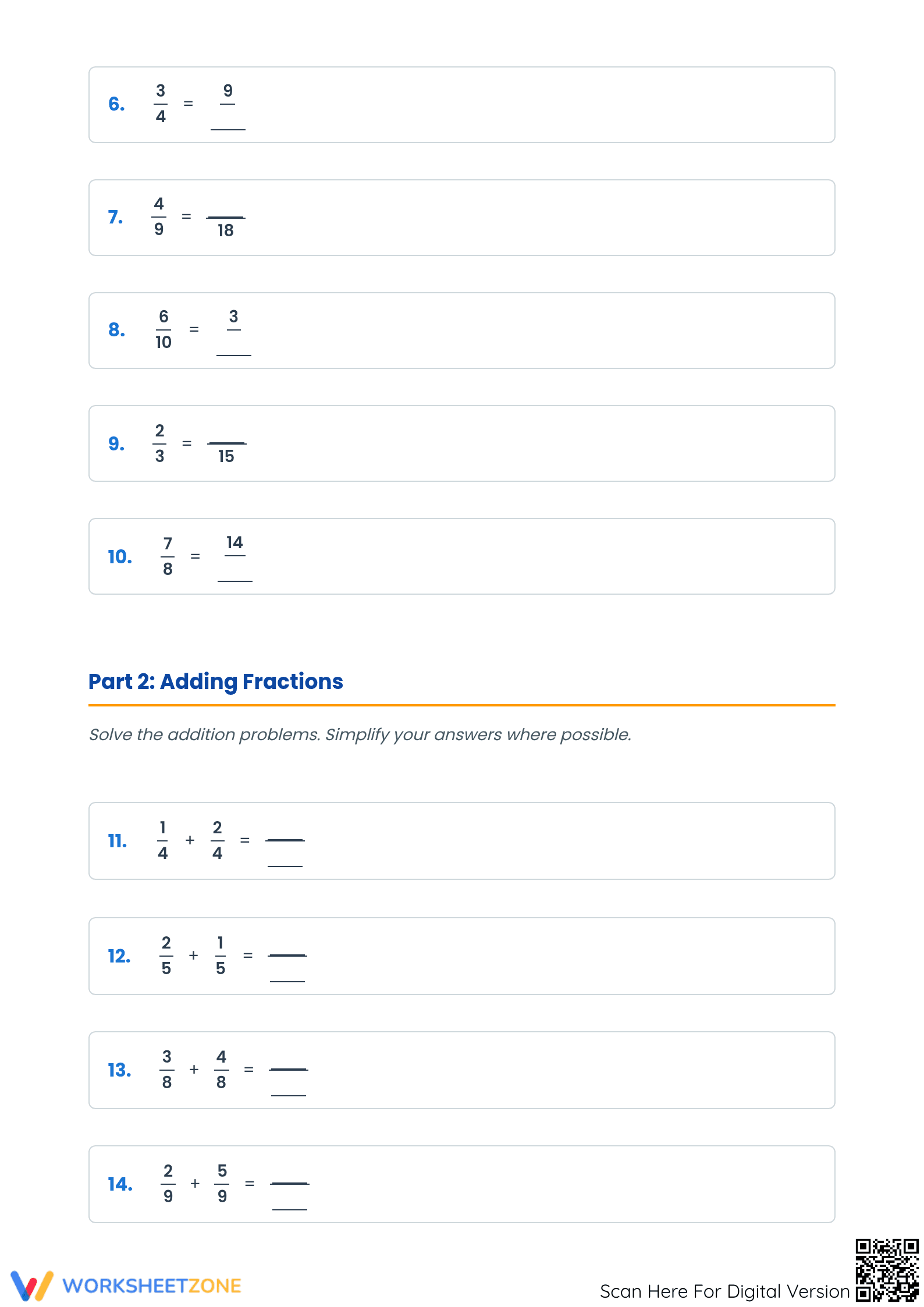 Essential Adding and Subtracting Fractions Grade 5 Worksheet - Page 2