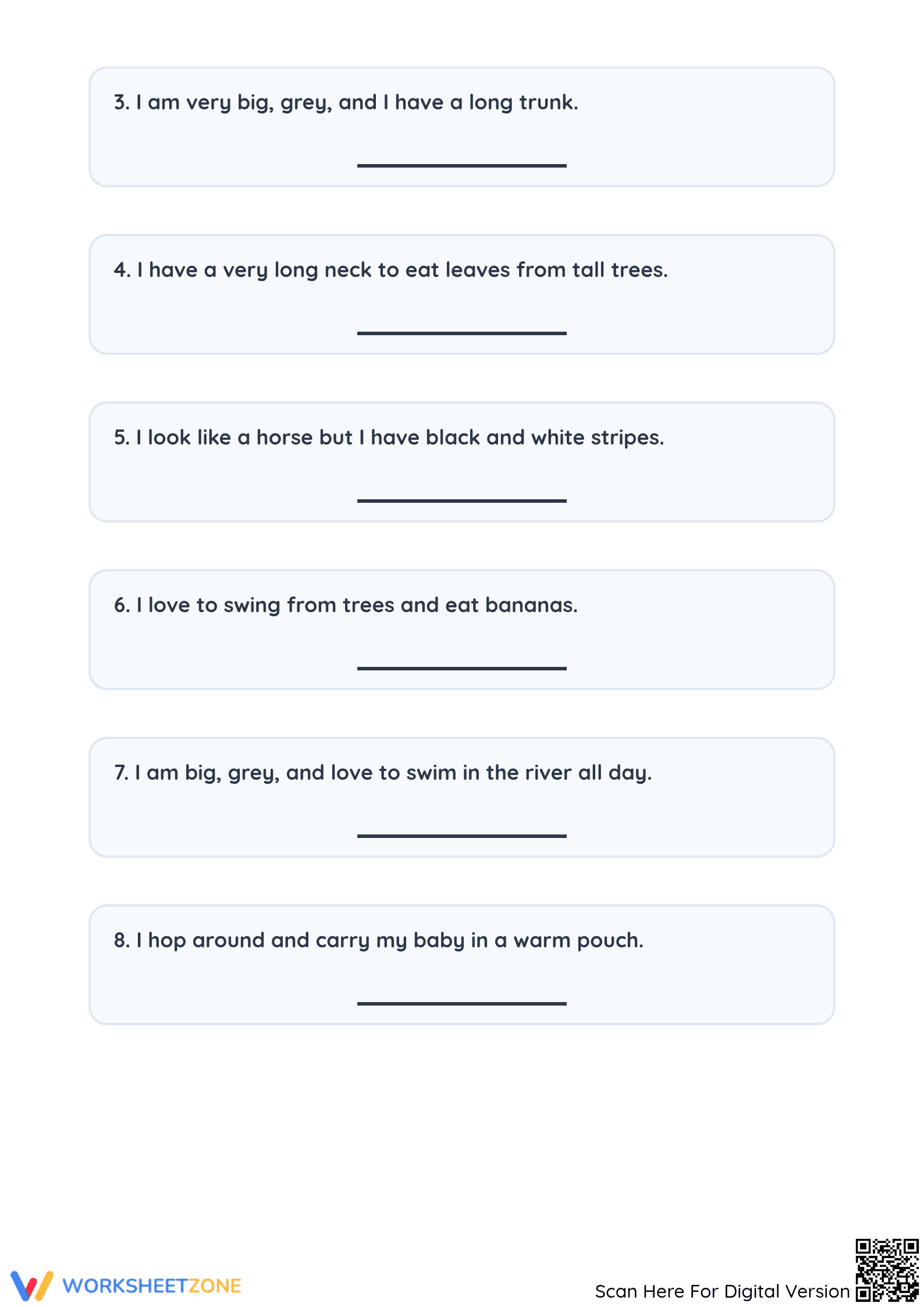 Essential Wild Animal Riddle Worksheet | Grade 1 Ready - Page 2