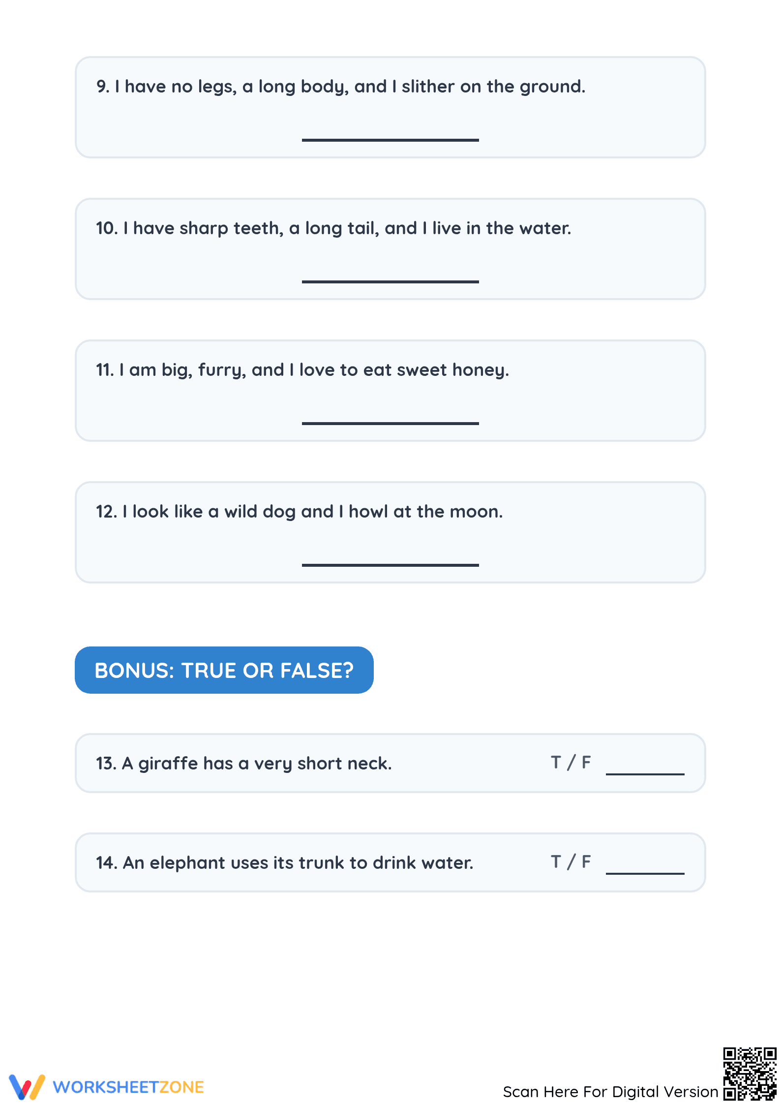 Essential Wild Animal Riddle Worksheet | Grade 1 Ready - Page 3