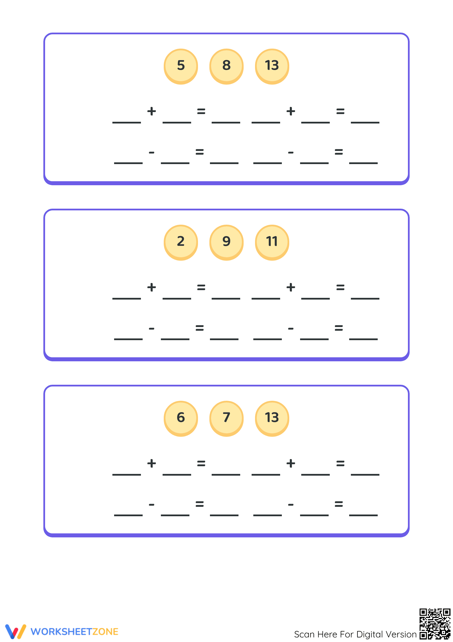 Essential Fact Families: Relate Addition and Subtraction - Page 2