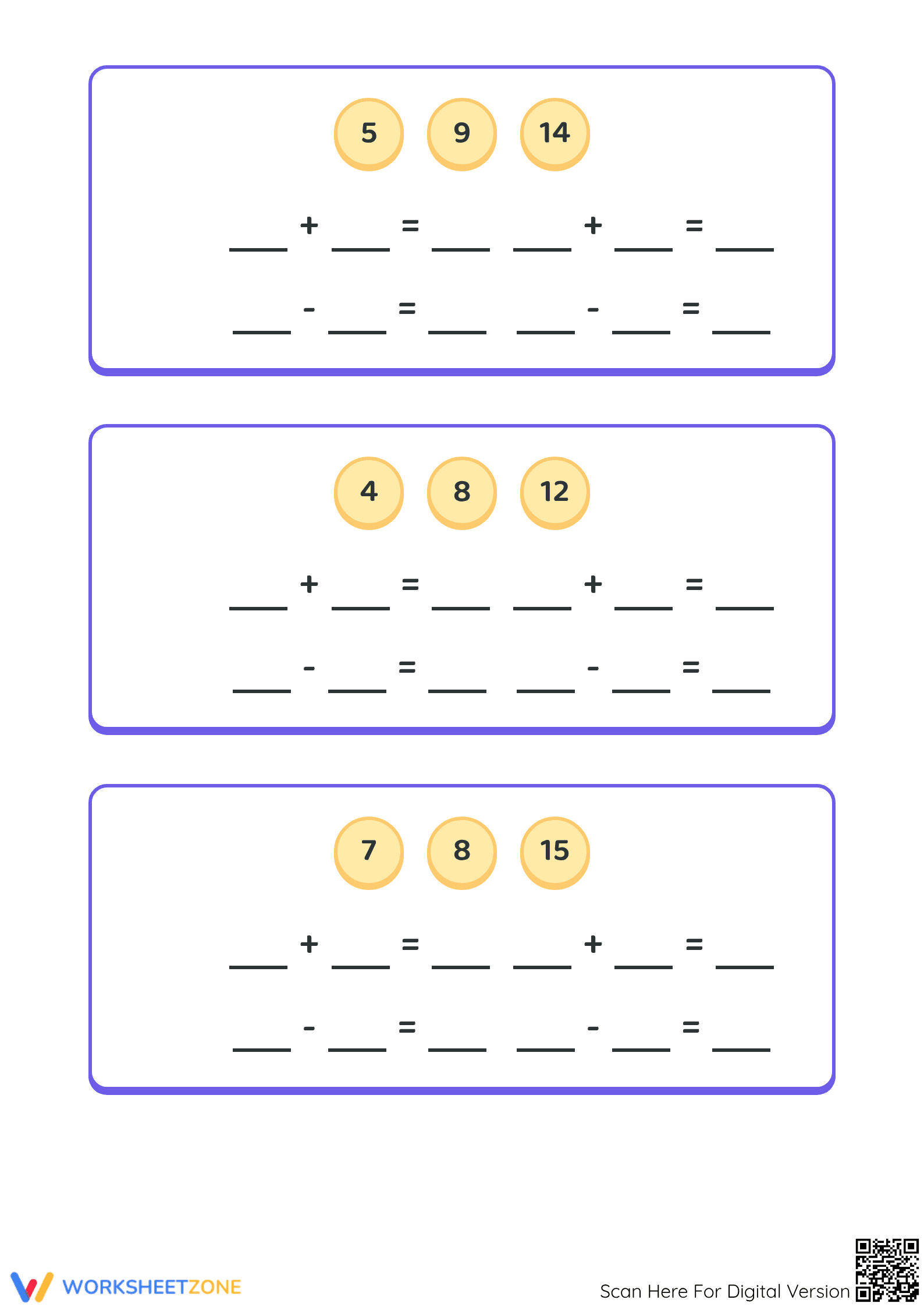 Essential Fact Families: Relate Addition and Subtraction - Page 4