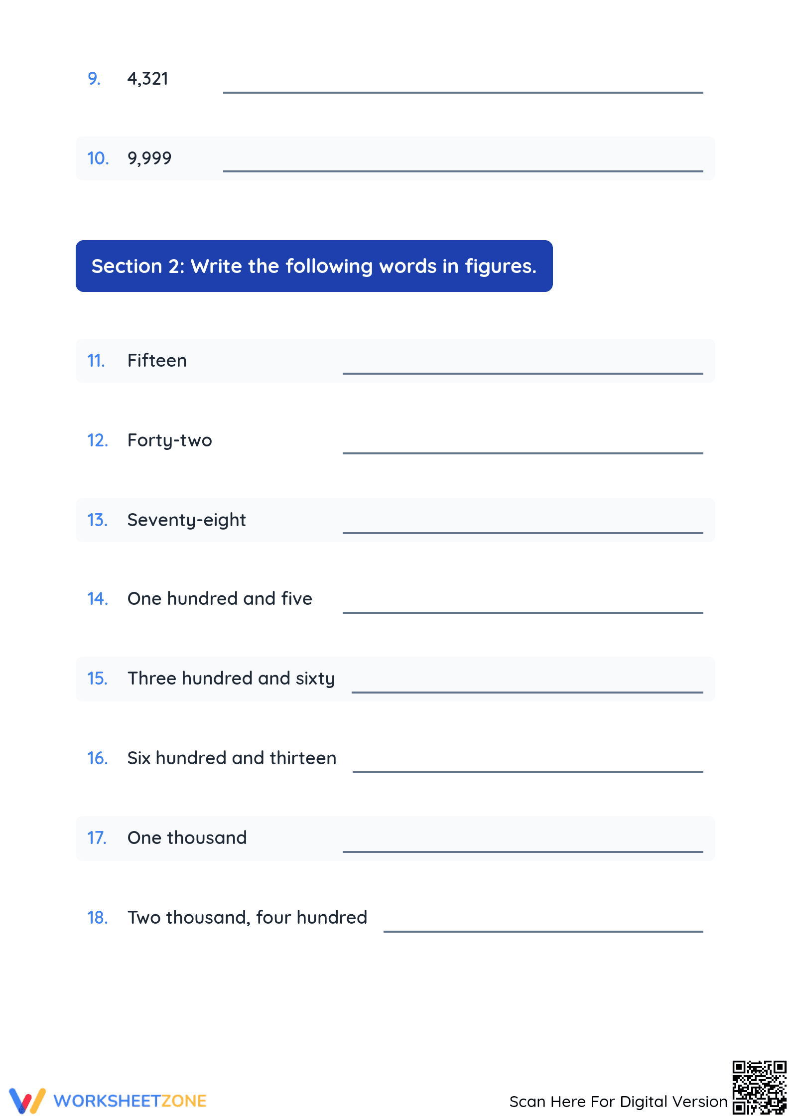 Essential Numbers in Words Worksheet | Grade 4 Math - Page 2