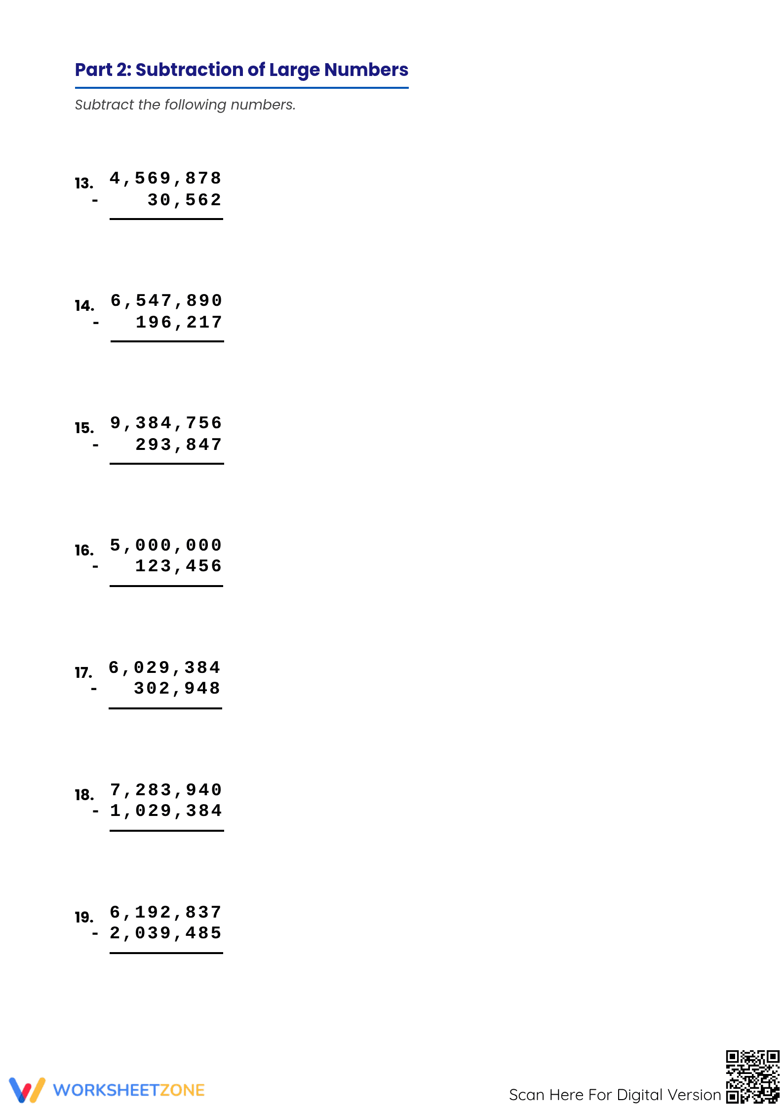 Grade 4 Large Numbers Addition and Subtraction Printable - Page 3